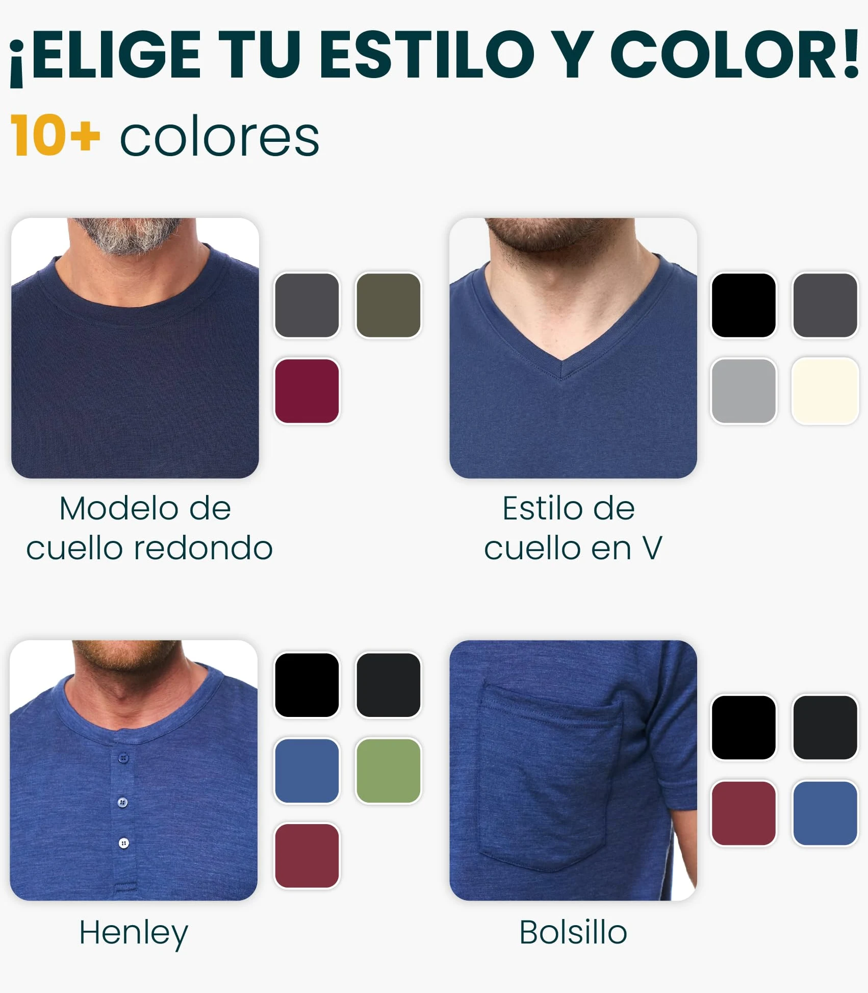 Camisetas Interiores de Merino para Hombre (Cloud, M)