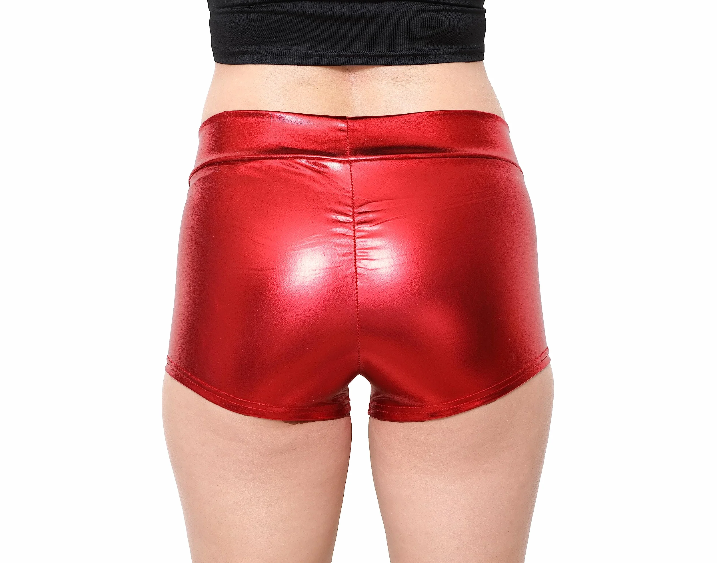 SACASUSA Pantalones cortos metálicos elásticos brillantes para rave