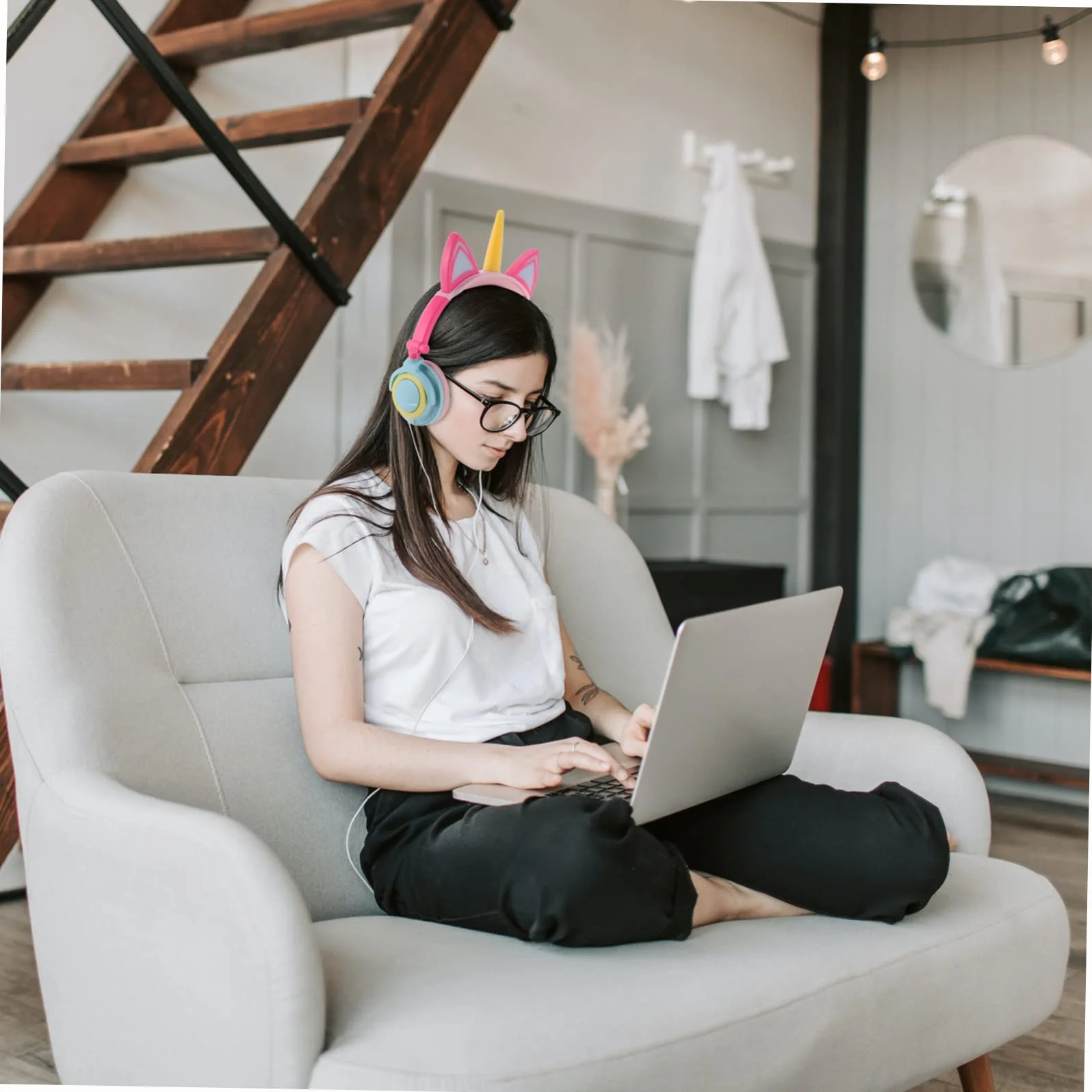 Auriculares De Unicornio Brillantes para Niñas Forma De Unicornio Fabricados Resistente para Jugar El Parque o Fiestas De Cumpleaños