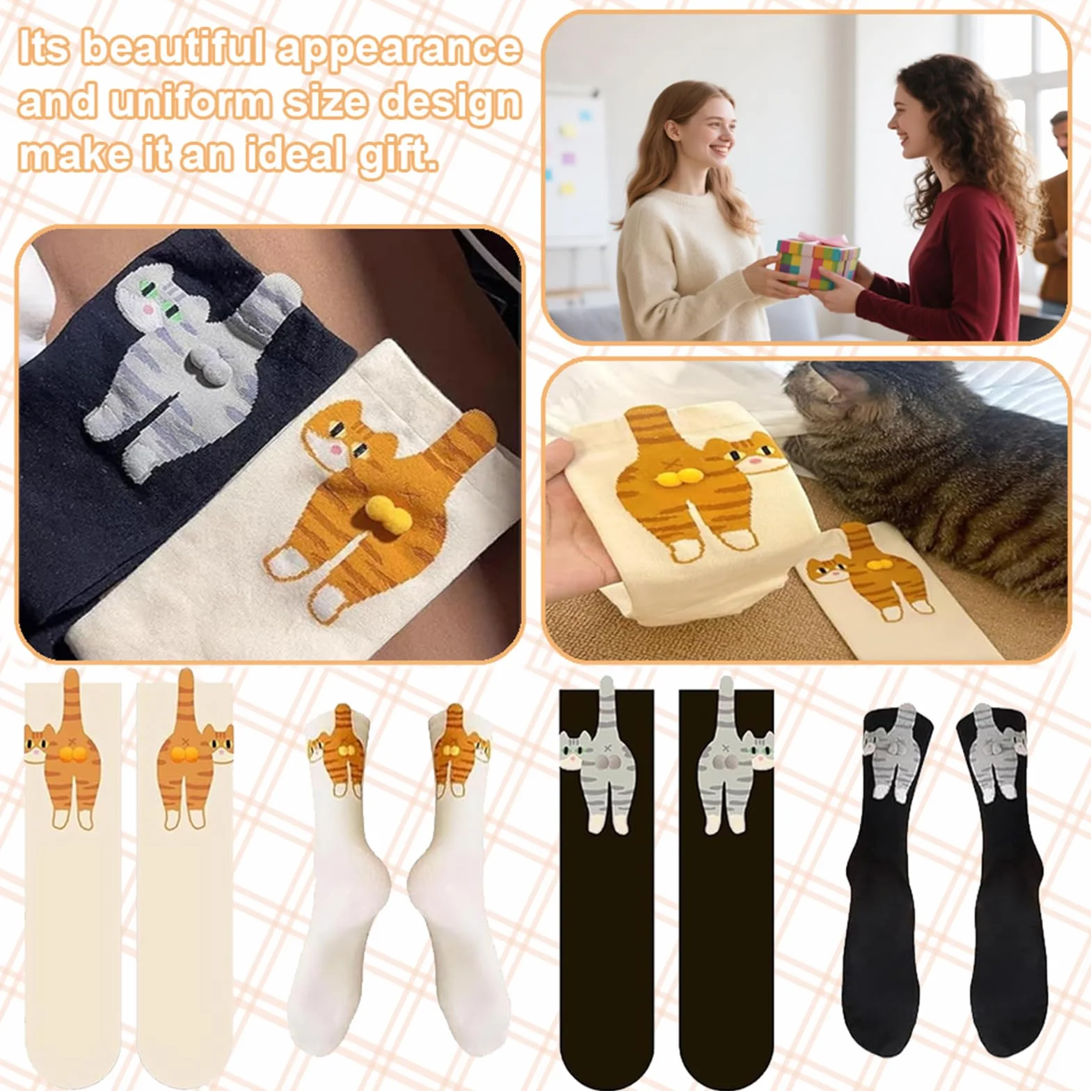 calcetines de gato, 2 pares de calcetines divertidos, 3D, 34-43, para hombres y mujeres, Halloween