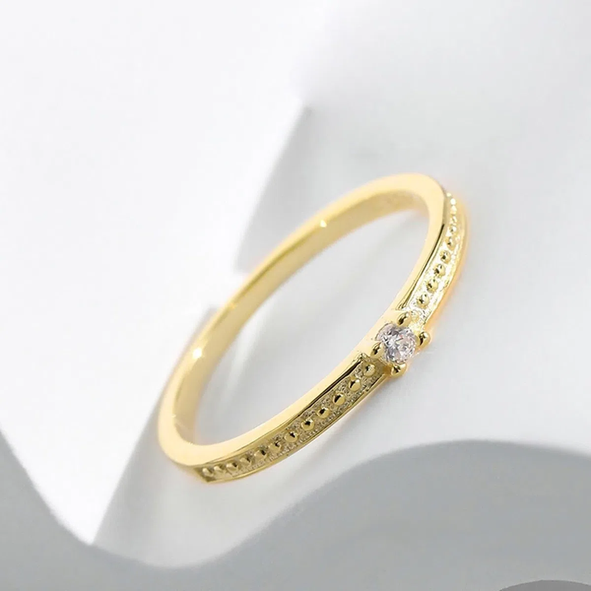 Alianzas de diamante de oro amarillo de 9 K/14 K, delicado anillo apilable, anillo solitario de la amistad, Au375/585, oro amarillo, joyería auténtica, talla 47-62
