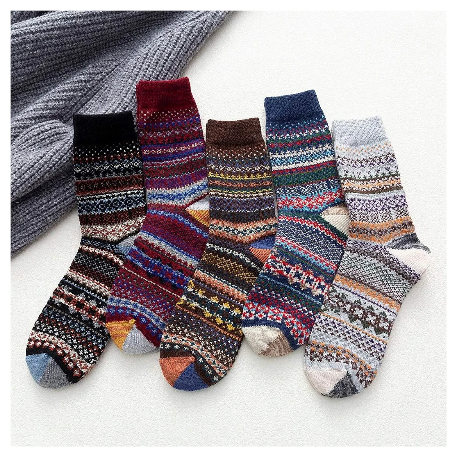 Calcetines Termicos 5 Pares De Calcetines De Lana Para Mujer, Calcetines De Invierno Cálidos De Punto Grueso Para Mujer, Calcetines Cómodos Y Acogedores Calcetines Invierno