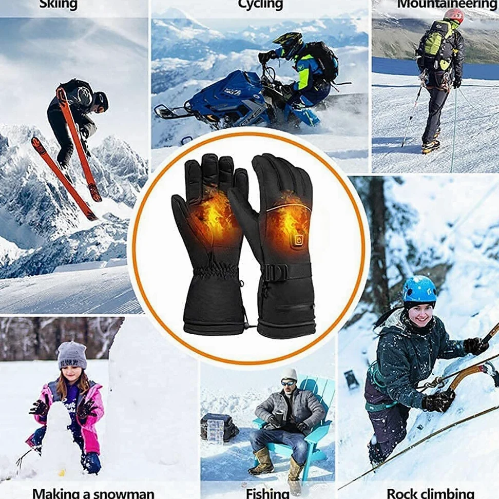SBTXHJWCGLD Guantes térmicos de Invierno 3 Guantes térmicos con Pantalla táctil de Temperatura Ajustable de calefacción Impermeable Recargable con Pilas para Senderismo Esquí Actividades al ai