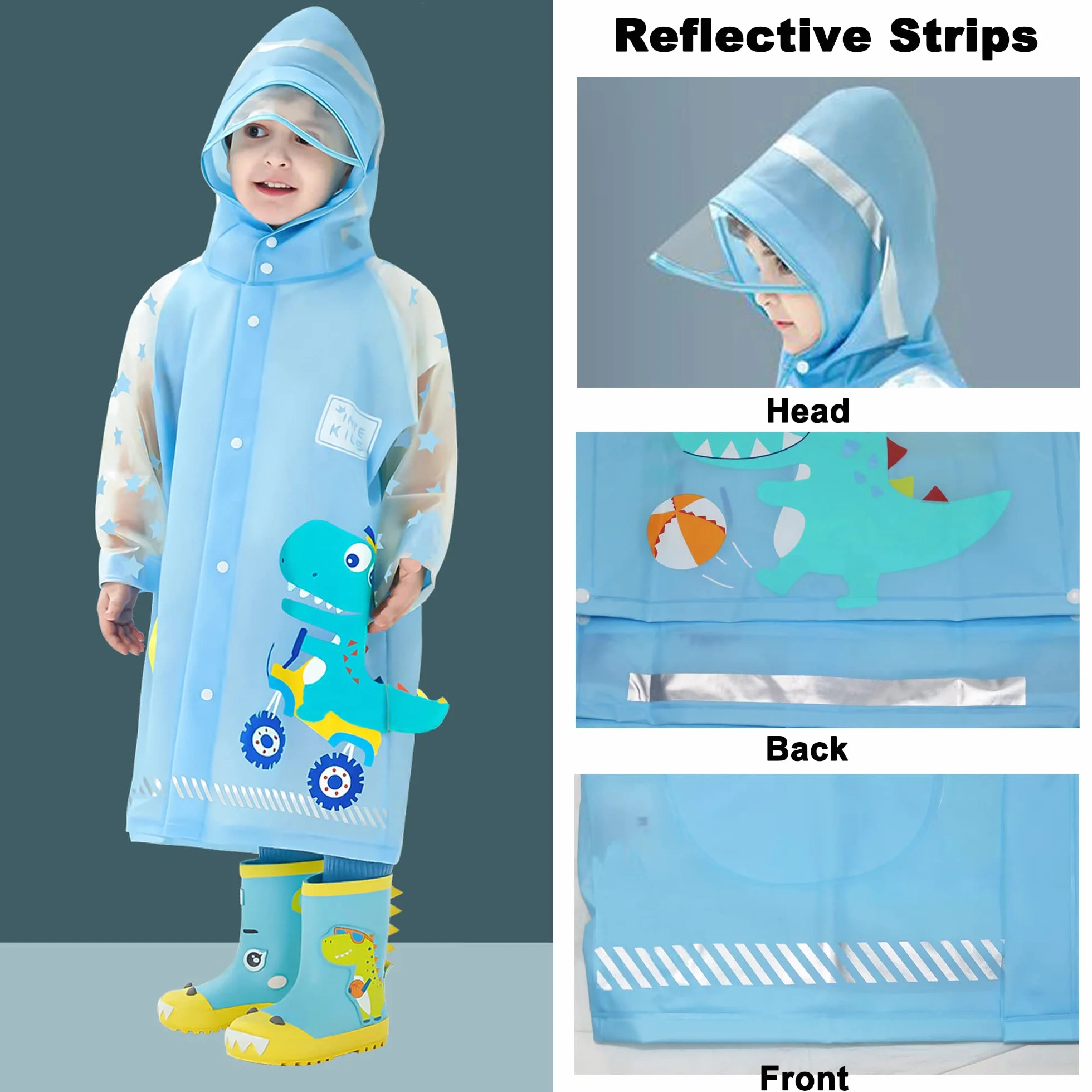 Fewlby Chubasqueros para Niños Poncho de Lluvia Niñas Chaqueta Impermeable Infantiles Ligero Abrigos Impermeables con Capucha Reutilizable Traje de Lluvia 1-14 Años