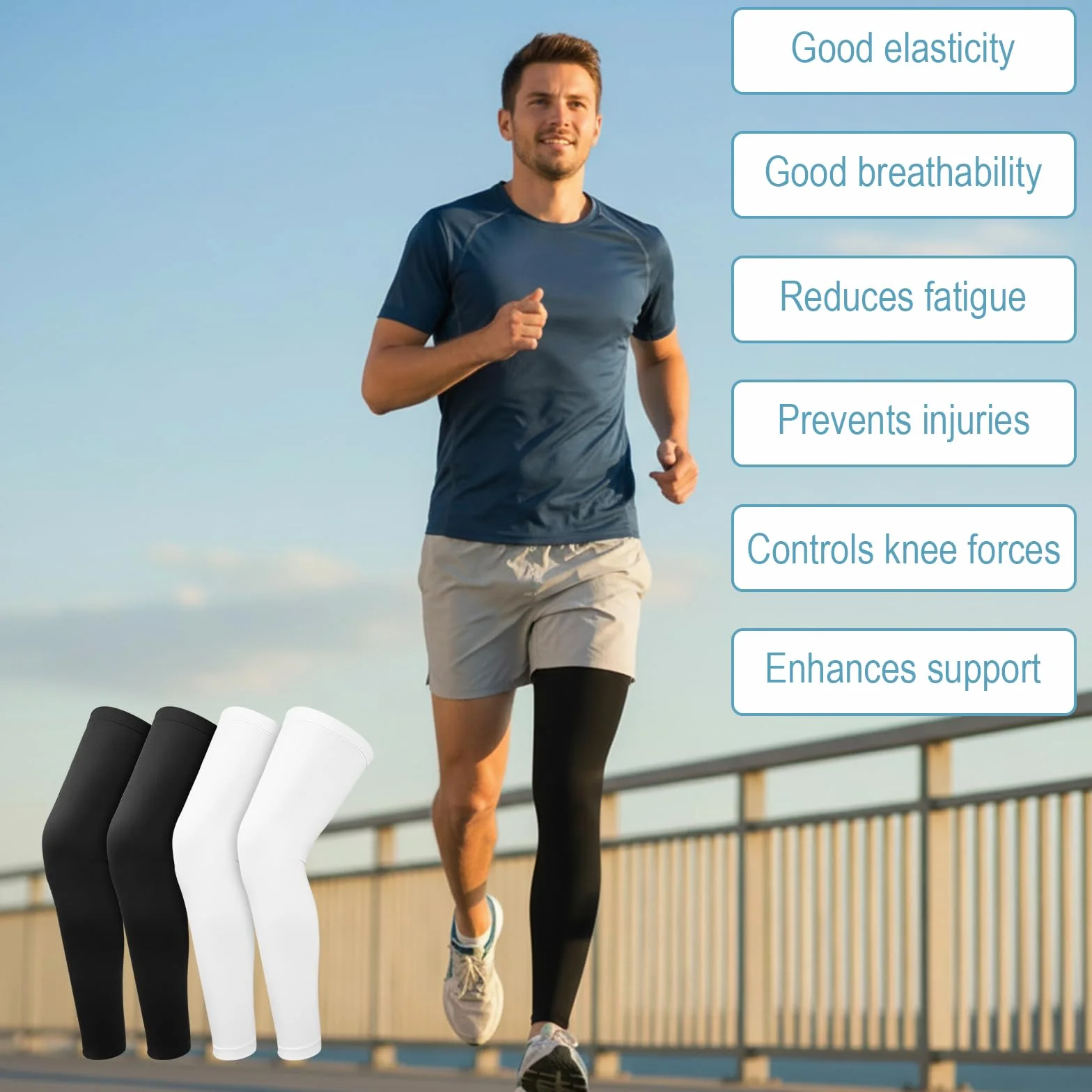 2 pares de calentadores de piernas para hombre, manga de compresión para hombre, protección solar larga, mangas de brazo, mangas de pierna para mujer, ciclismo, rodilleras, bicicleta para hombres y