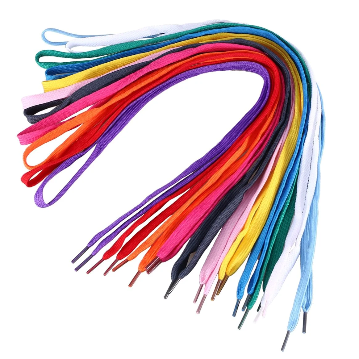 12 Pares de Cordones Planos para Uso Deportivo para Zapatillas Deportivas y Botas Duradero Poliéster y Nylon de Colores Estilo Simple y Moderno Color Aleatorio