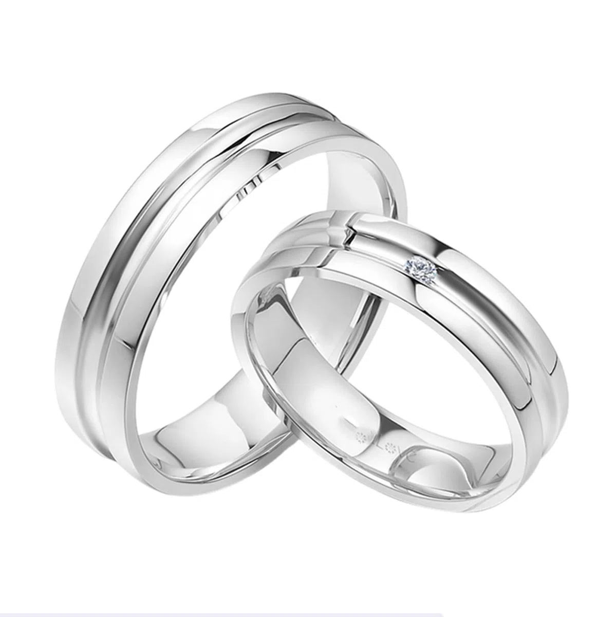 Wycian Anillos de Promesa Hombre Anillos Mujer Plata Oro Blanco de 14 Quilates Polaco Talla 16 Sólido No Chapado Simple para Tía Día de La Madre Joyas