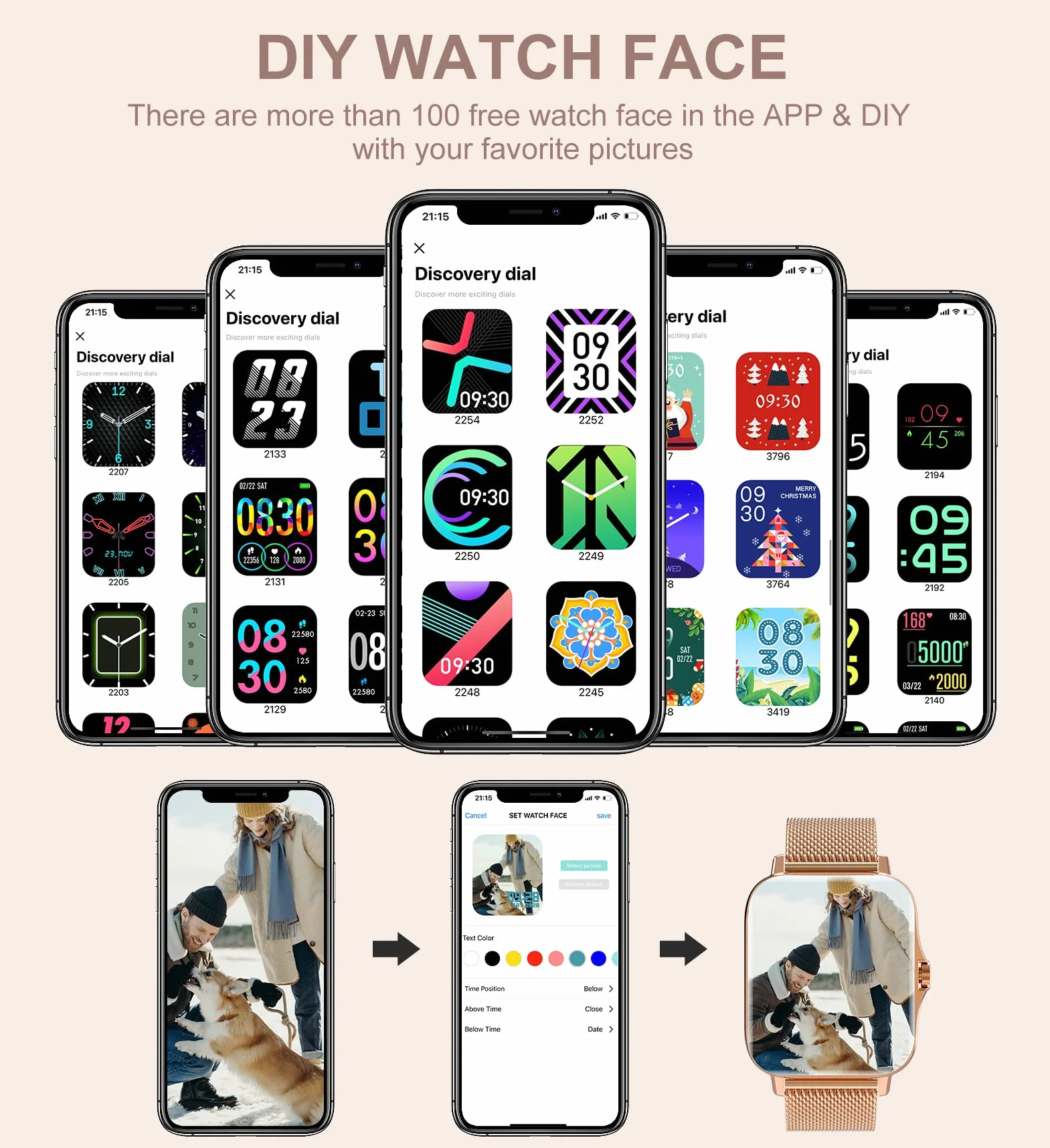 Iaret Reloj Inteligente Mujer con Llamadas,1,69" Smartwatch Mujer para Android iPhone 3 Correas, Pulsera Actividad Presión Arterial Ritmo Cardíaco Oxígeno Sanguíneo Seguimiento Menstrual Monitor Sueño