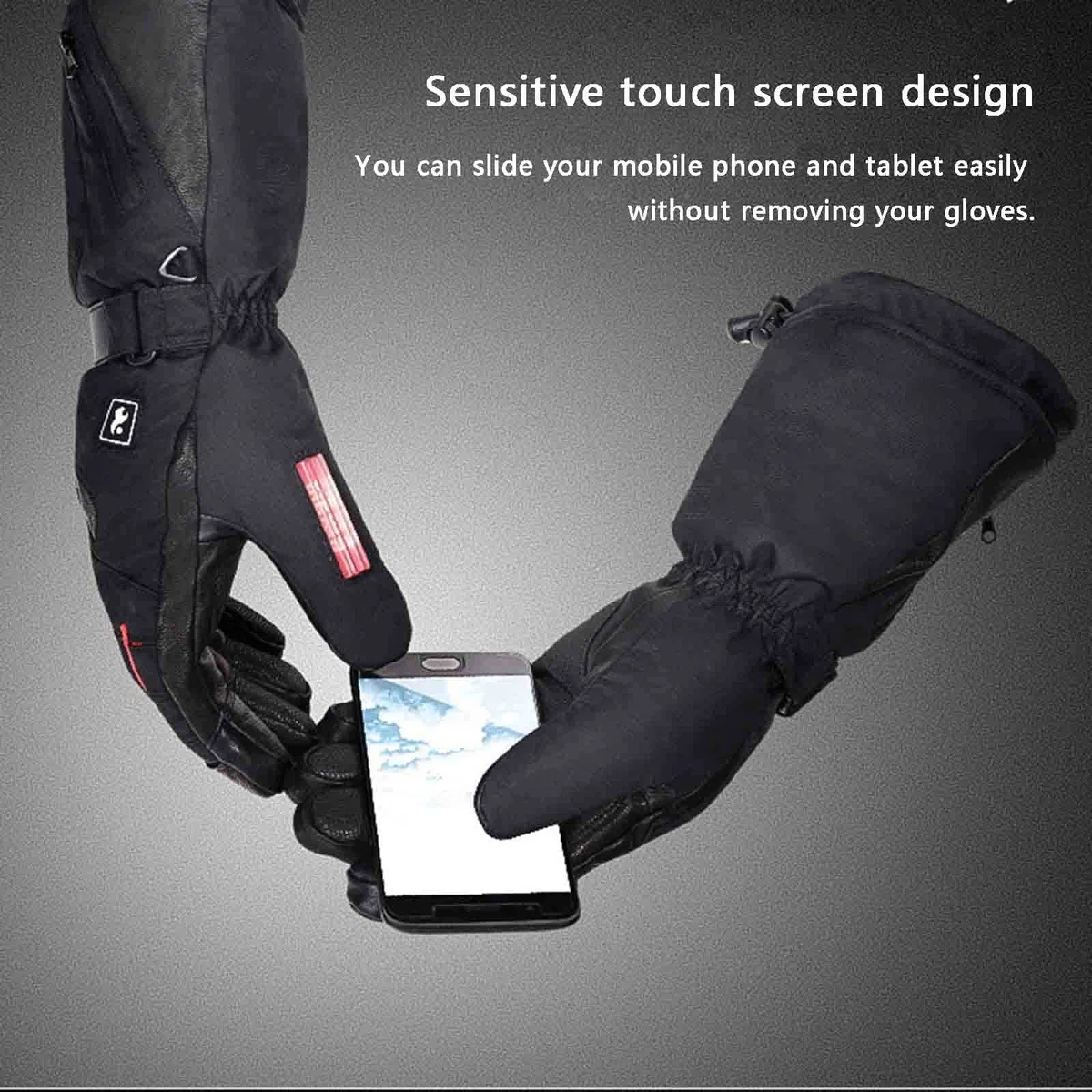 SBTXHJWCGLD Revestimientos de Guantes térmicos para Hombres y Mujeres, batería eléctrica Recargable, calefacción, Montar, esquí, Snowboard, Senderismo, Ciclismo, Caza, Guantes Finos, calentado