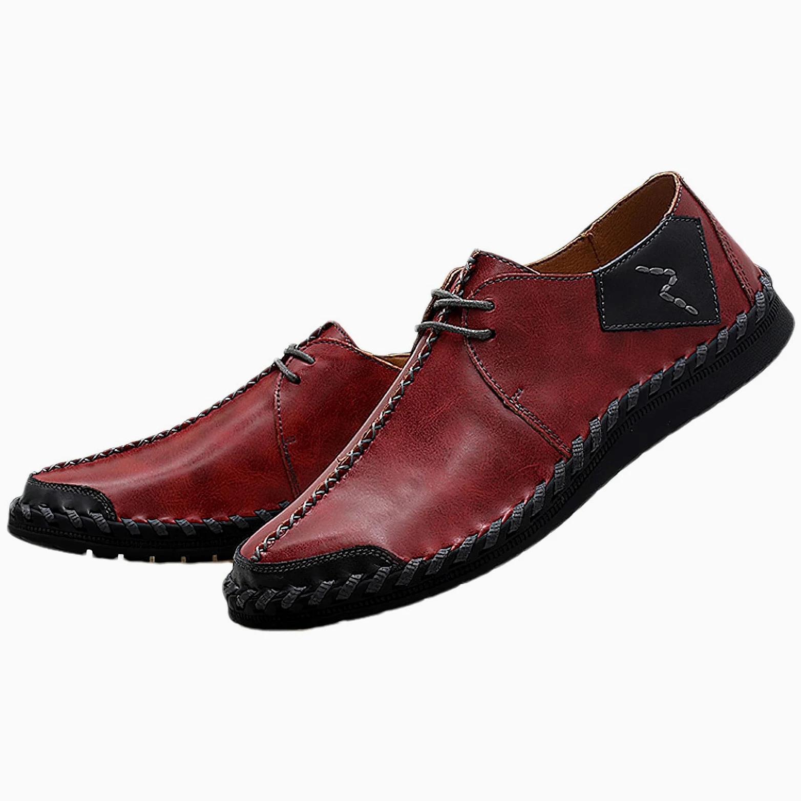 rismart Hombre Mocasine de Cuero Ponte Cosido a Mano Casual Conducción Zapatos de Entrenamiento