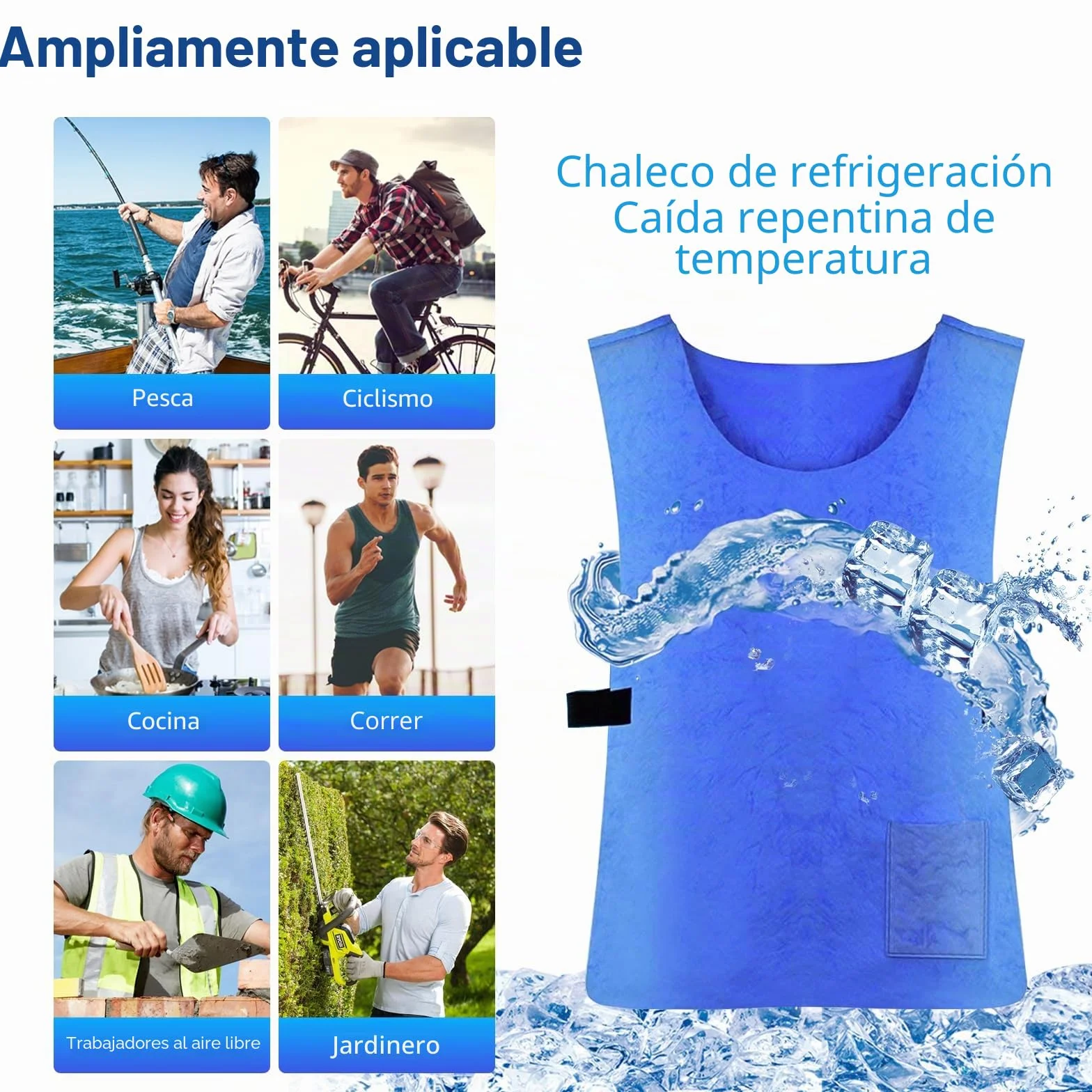 Chaleco refrigerante reutilizable para Hombres y Mujeres, chaqueta de refrigeración evaporativa de tejido PVA con ajuste ajustable para deportes al aire libre, senderismo y trabajo