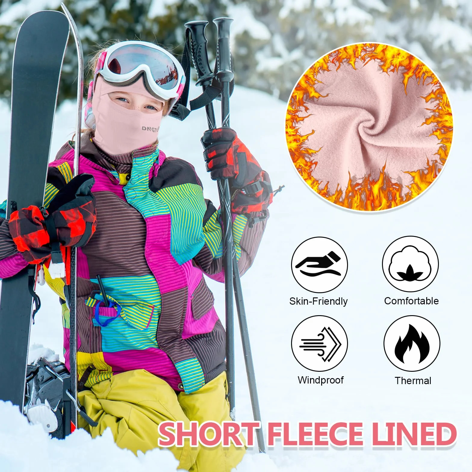 Pasamontañas Térmico Invierno Niños 4-12, Prueba de Viento Forro Polar Máscara Esquí Ciclismo Gorro Calentador Cuello