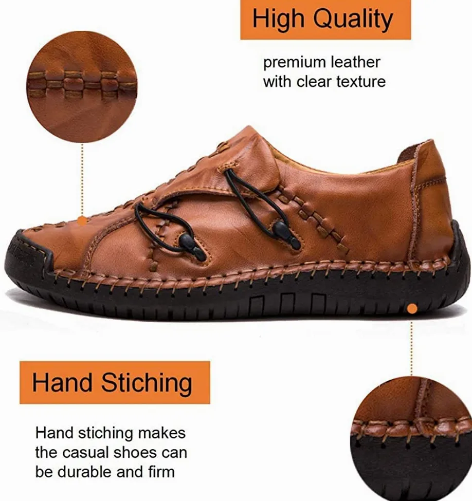 Verano Zapatillas sin Cordones Hombre Cuero Zapatos Caballero Casuales Oficina Ligeras Mocasines Ponerse Barco Vestido Formal