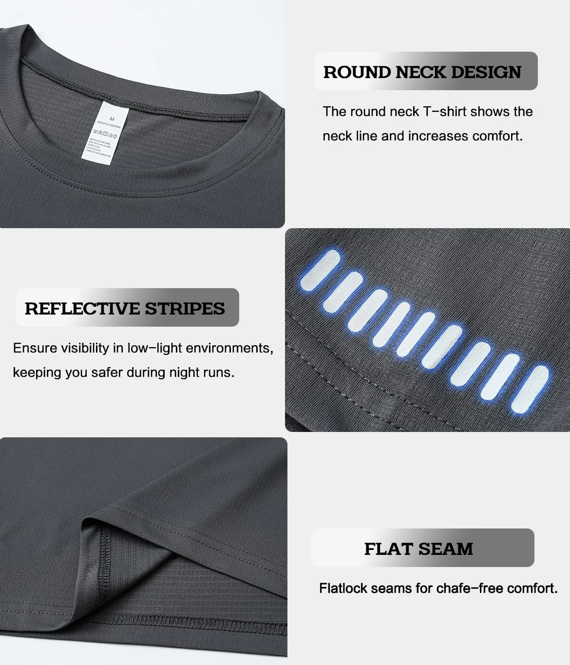 Paquete de 1/5 camisetas deportivas para hombre, ropa de gimnasio, camisetas para correr, de secado rápido, absorben la humedad, transpirables, para entrenamiento