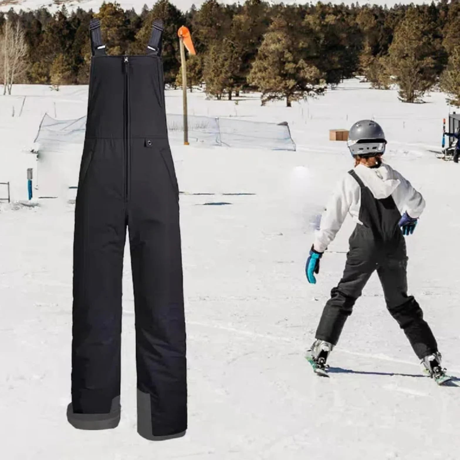 Pantalones de esquí impermeables y cálidos para niños con tirantes