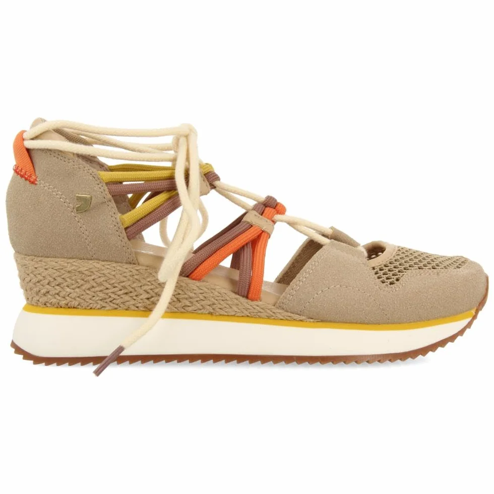Sneakers Abiertos Beige Tipo Espadrille con CUÑA para Mujer IONA