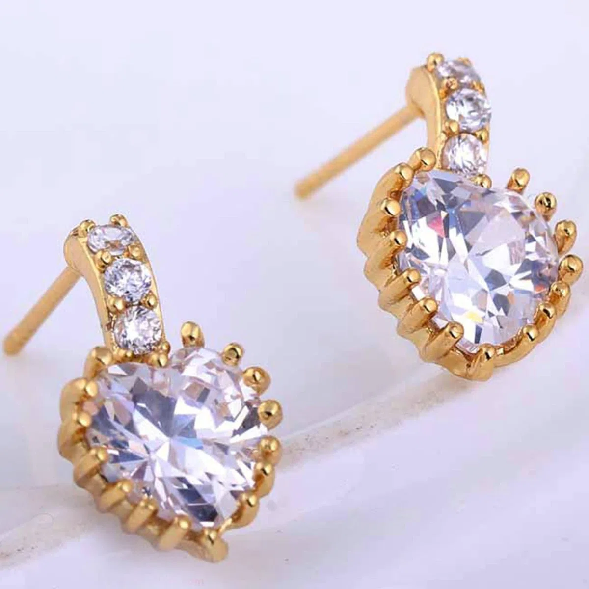 Pendientes de oro amarillo 585 para mujer, elegantes pendientes de corazón amatista, cumpleaños para novia, oro amarillo