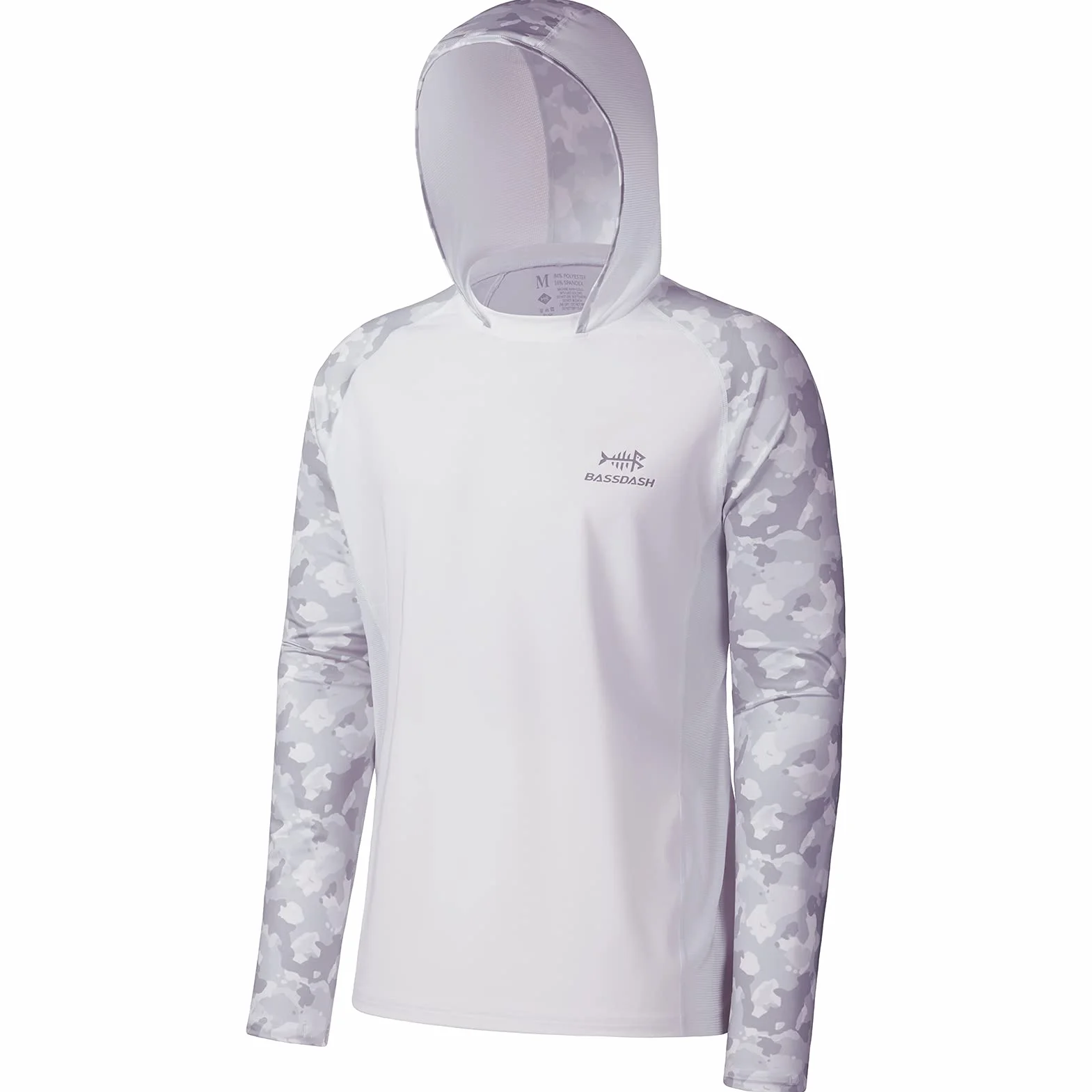 Bassdash Camiseta de Pesca de Rendimiento UPF 50 para Hombre con Capucha de refrigeración de Camuflaje de Manga Larga
