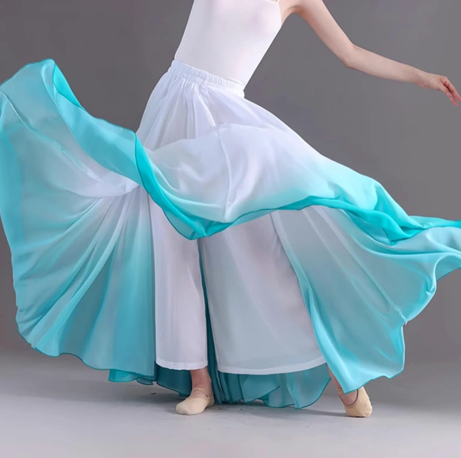 Falda Ballet Mujer Falda de Ballet elegante con gradiente for mujer, Ropa de baile larga fluida de gasa, traje de baile clásico de 360-720 grados, falda Maxi de actuación(Purple skirt,85cm (540 Degree
