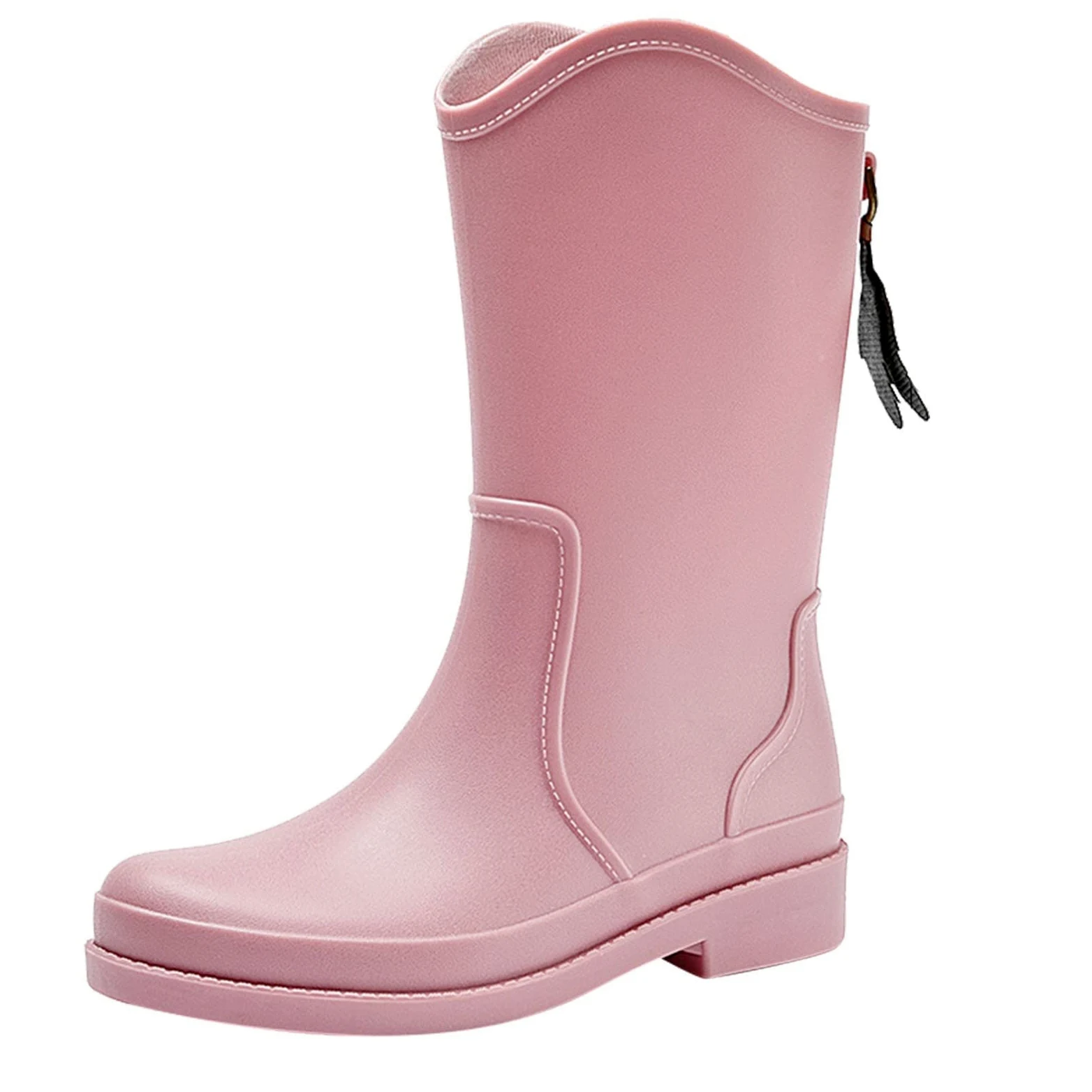 Generisch Botas de agua medias para mujer, botas de lluvia impermeables básicas de un solo color, botas de agua ligeras, unisex, medias botas de pesca, botas de agua para lluvia