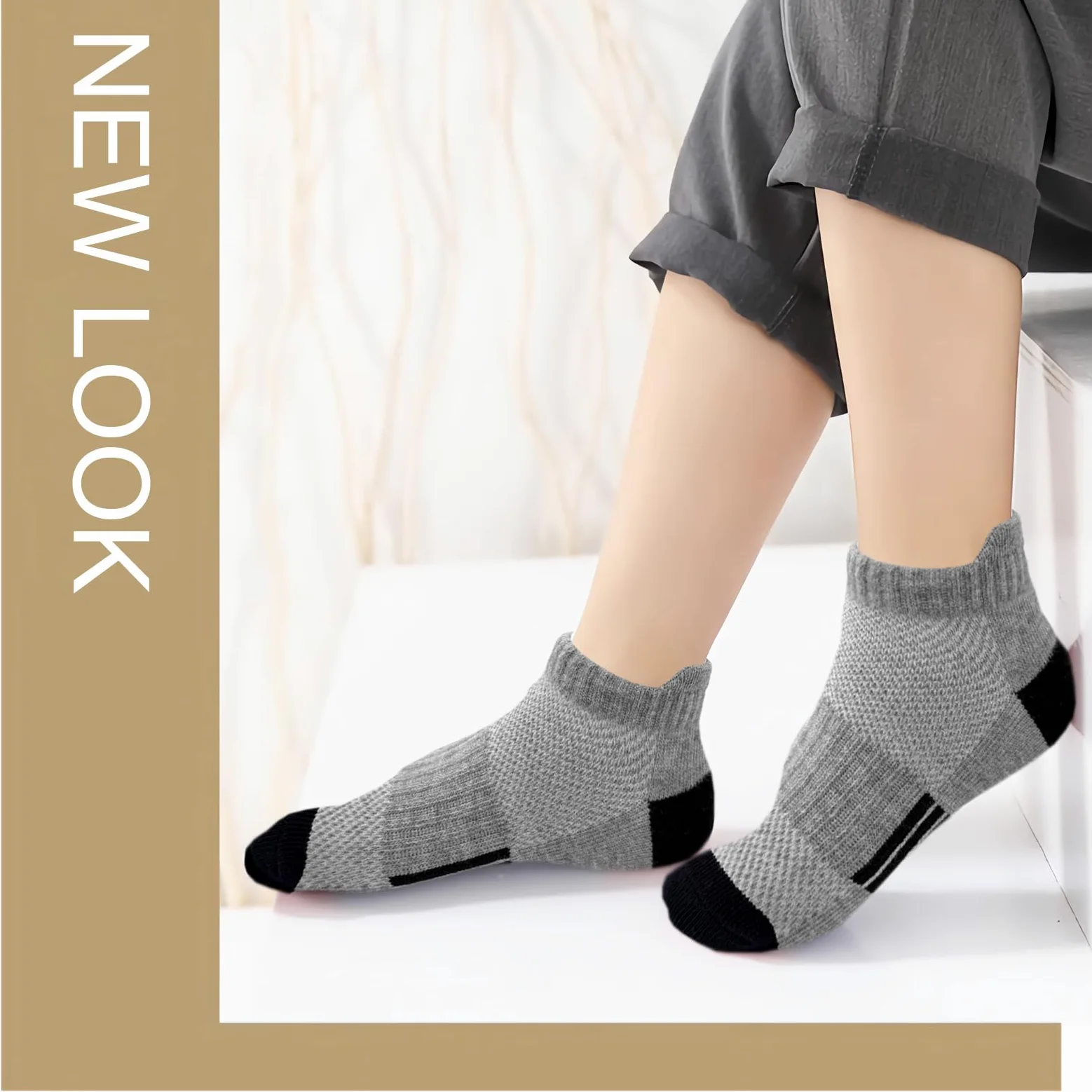 Bemeol Calcetines para niños, 18 pares de calcetines de tobillo para correr, atléticos, calcetines de tobillo de corte bajo para niños pequeños y grandes (10-14 años)