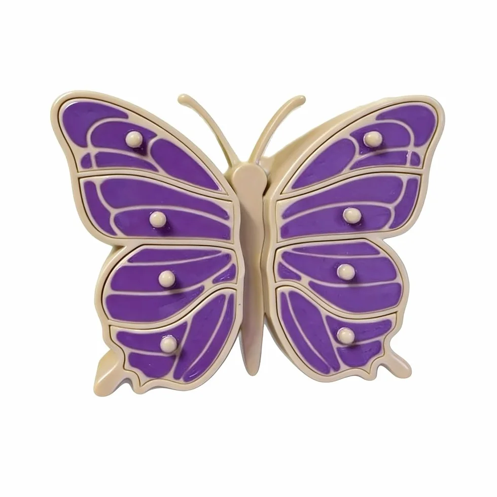 Joyero con capacidad de mariposa, caja de joyería decorativa, cofre del tesoro en forma de mariposa (morado)