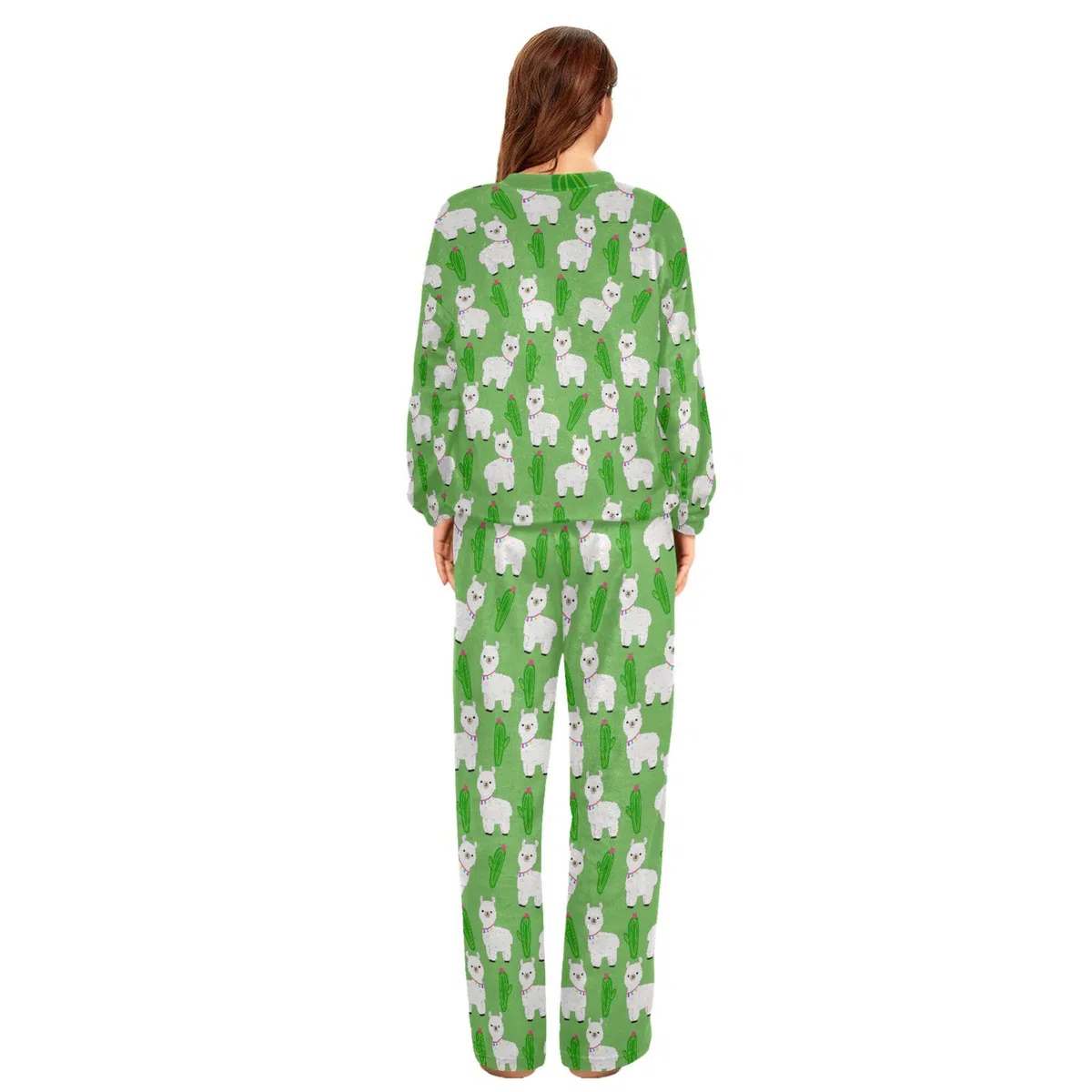 ALAZA Conjunto de pijama de forro polar para mujer, lindo panda y bambú, ropa de descanso de dos piezas, ropa de dormir térmica, pijama súper suave, talla S