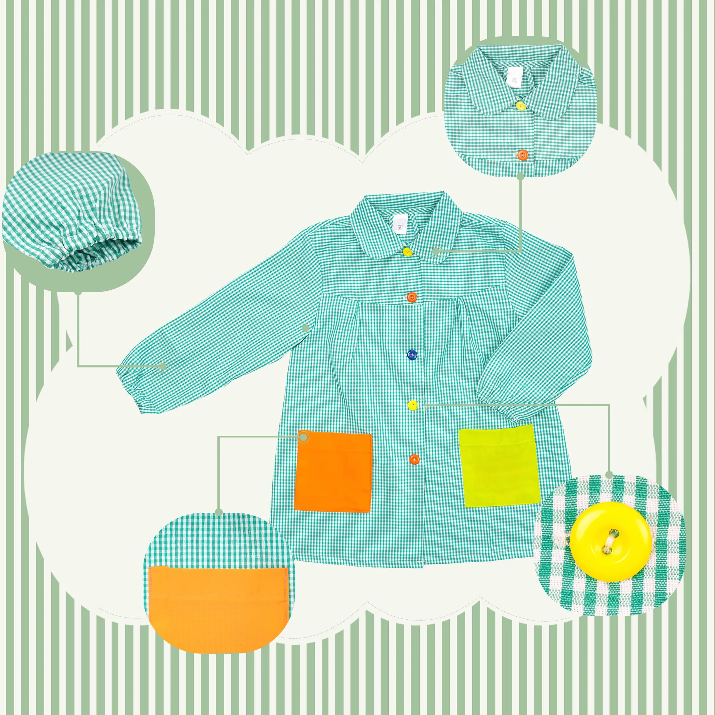 H HANSEL HOME Bata Escolar Infantil con Botones y Cuello para Guarderia y Colegio