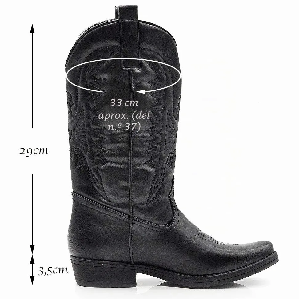 Botas tejanas de mujer, estilo vaquero western con punta, camperas étnicas DT-16 Size: