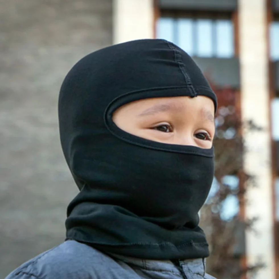 Pasamontañas Niño Balaclava Niños Capucha Tormenta Transpirable Motocicleta Elasticidad Prueba Viento 2 pcs Negro