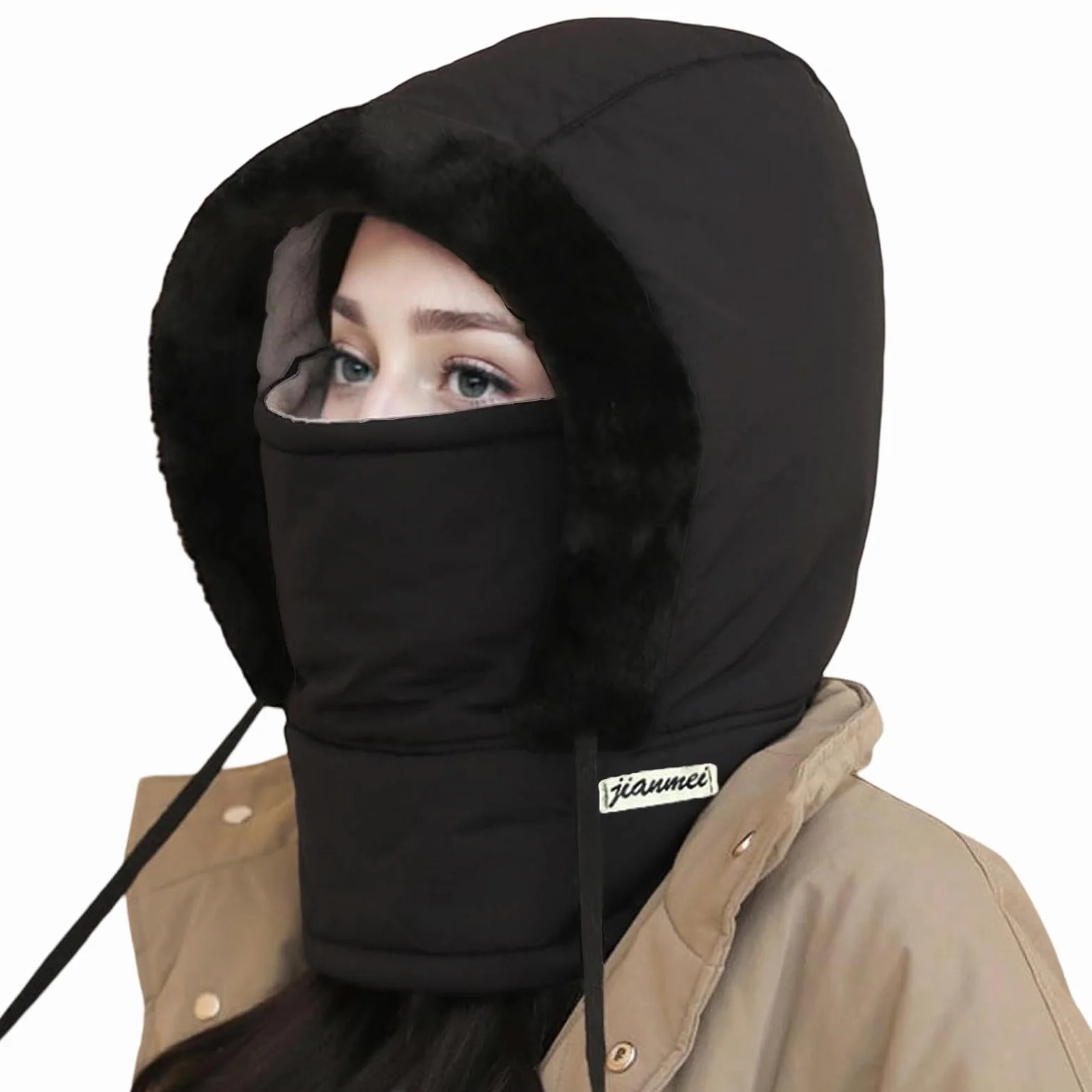 Rayson Gorro de Esquí de Invierno Cortaviento Pasamontañas para Mujer con Forro Cálido Sombrero Suelto Capucha Bufanda