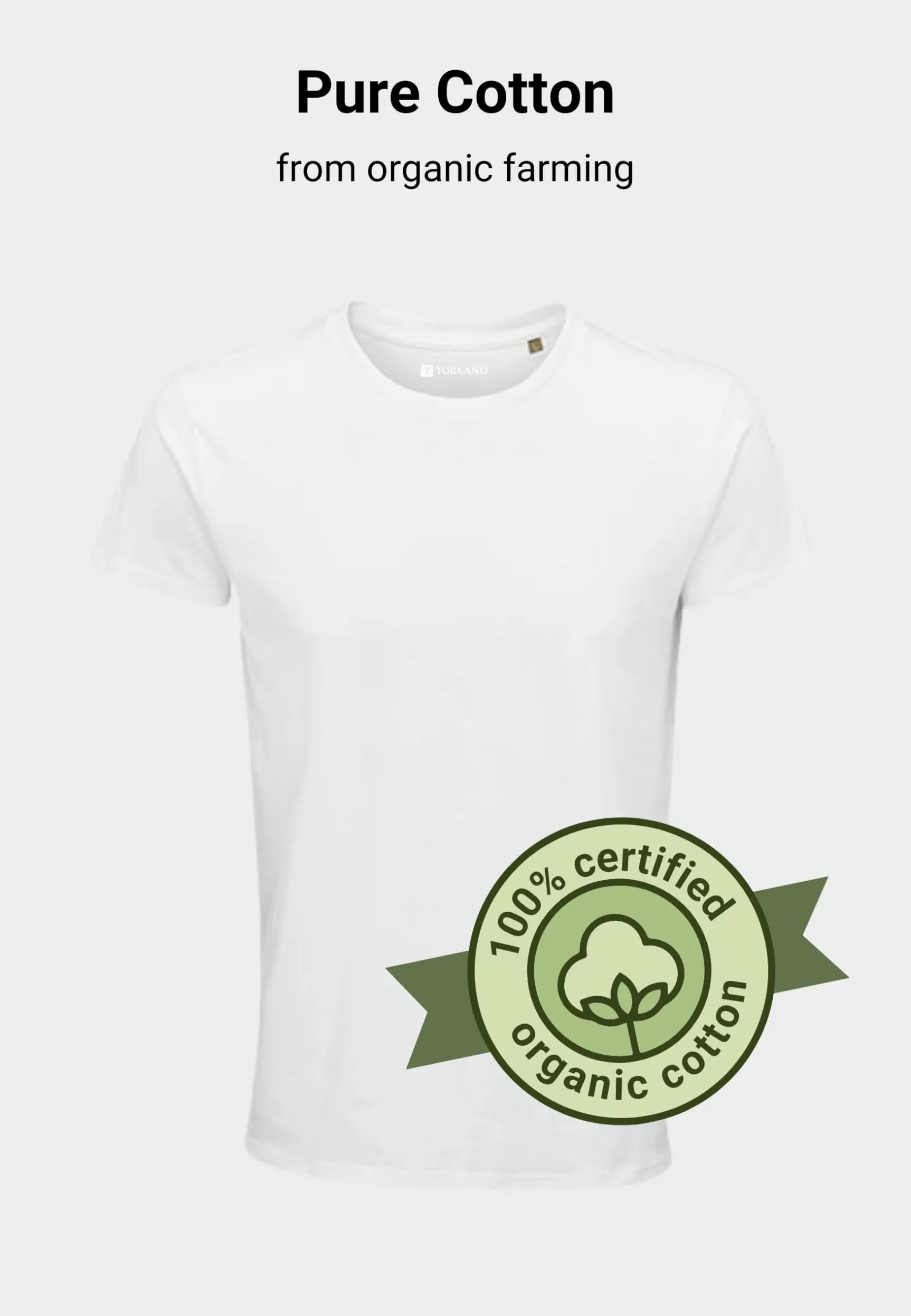 Camiseta para hombre Soft Touch de 100% algodón orgánico (talla S-3XL), muy ligera y suave, cuello redondo