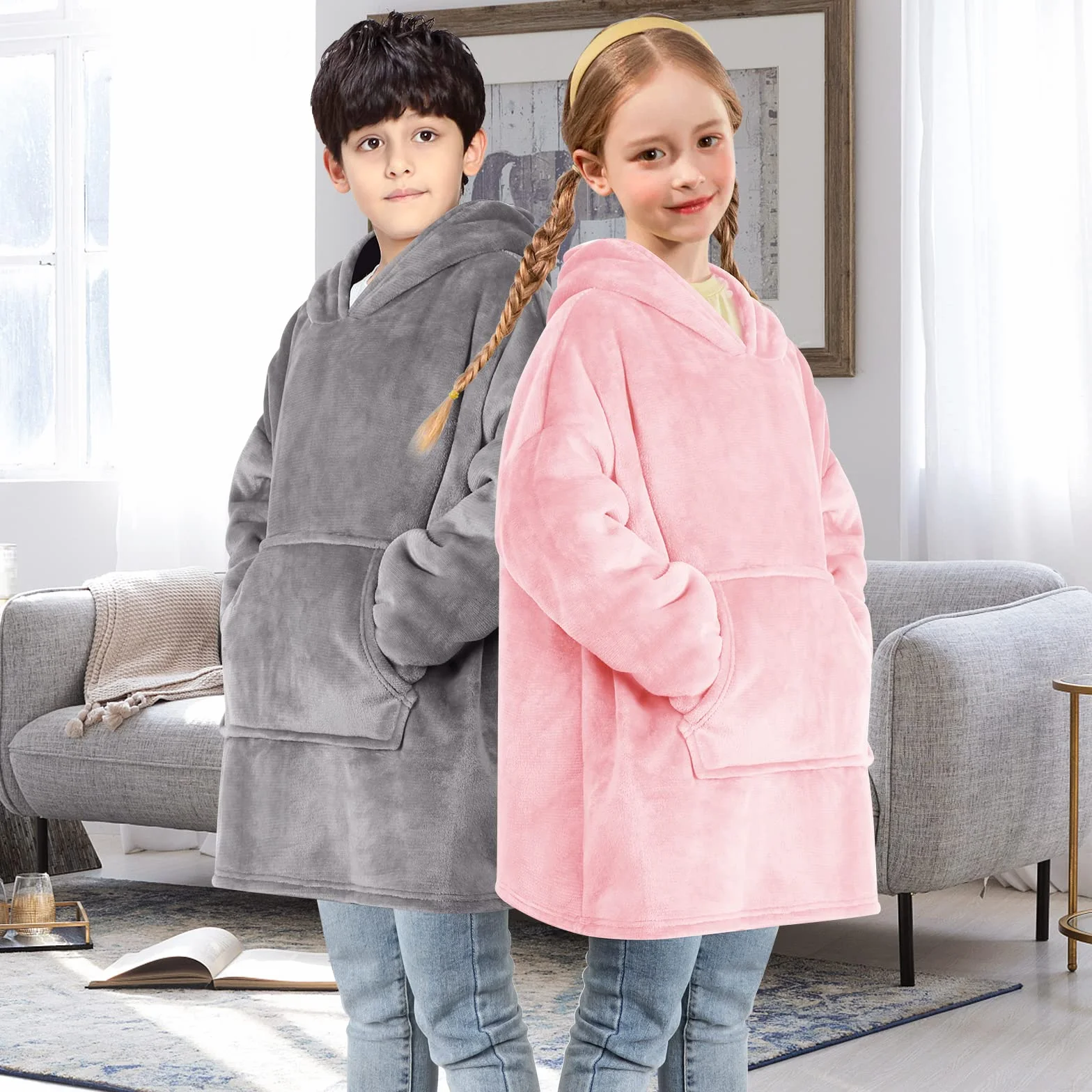 Uplayteck Sudadera con Capucha para Niños, Pijama con Capucha Grande, Suave y Cálida, Acogedora, Batamanta Oversize Niños, para Uso en Interiores y Exteriores.