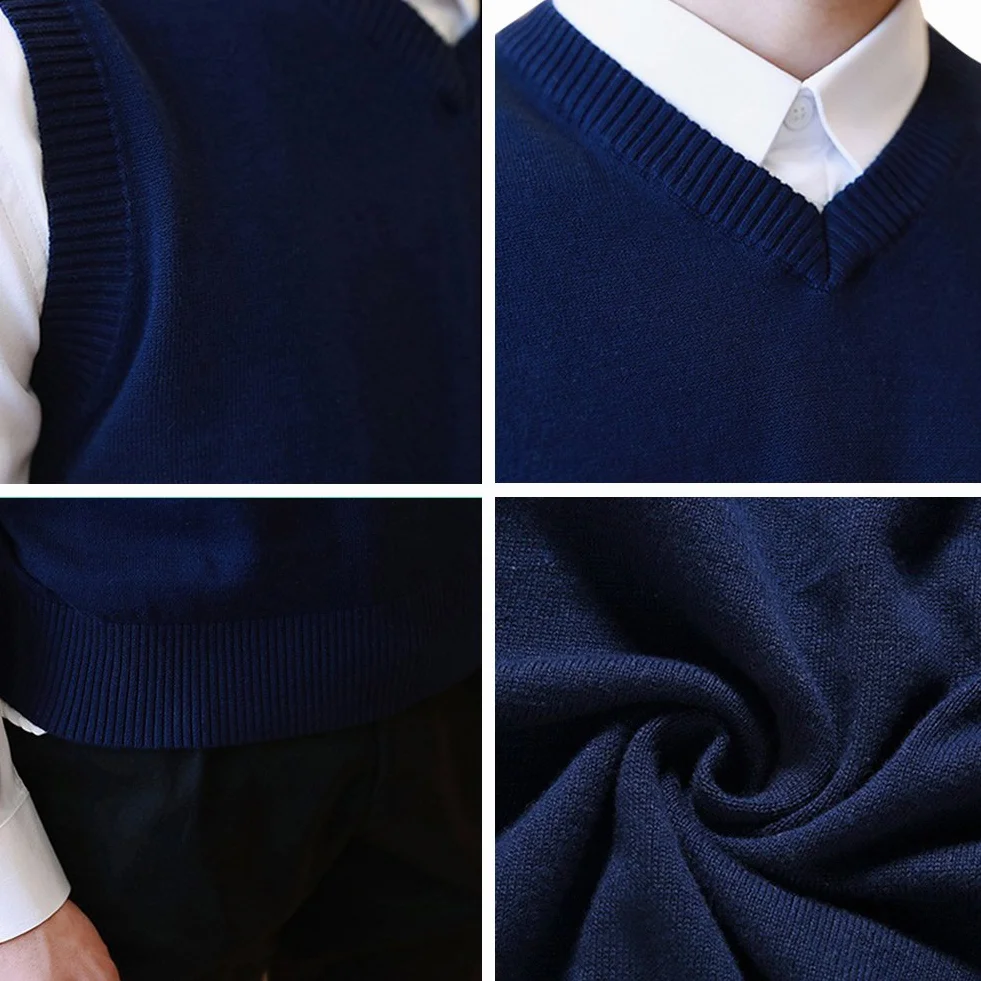 TopTie Chaleco de suéter Liso de Color sólido de Negocios para Hombre, Jersey Informal de Ajuste de algodón