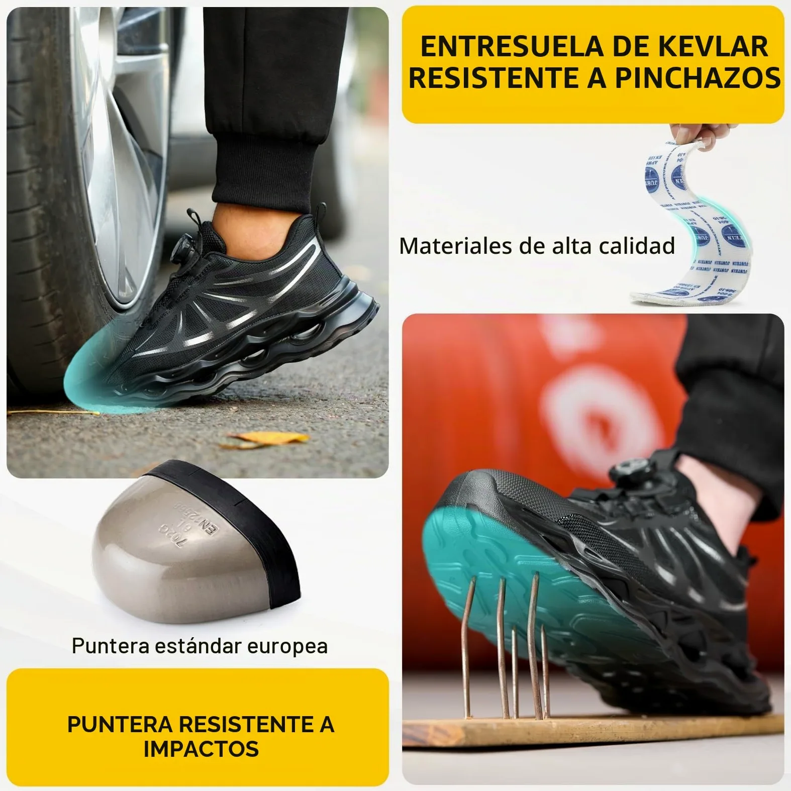 RASEARY Zapatos de Seguridad para Hombre Mujer Ligero Zapatos de Trabajo con Punta de Acero Antideslizantes Zapatillas Trabajo Transpirables Comodo Calzado