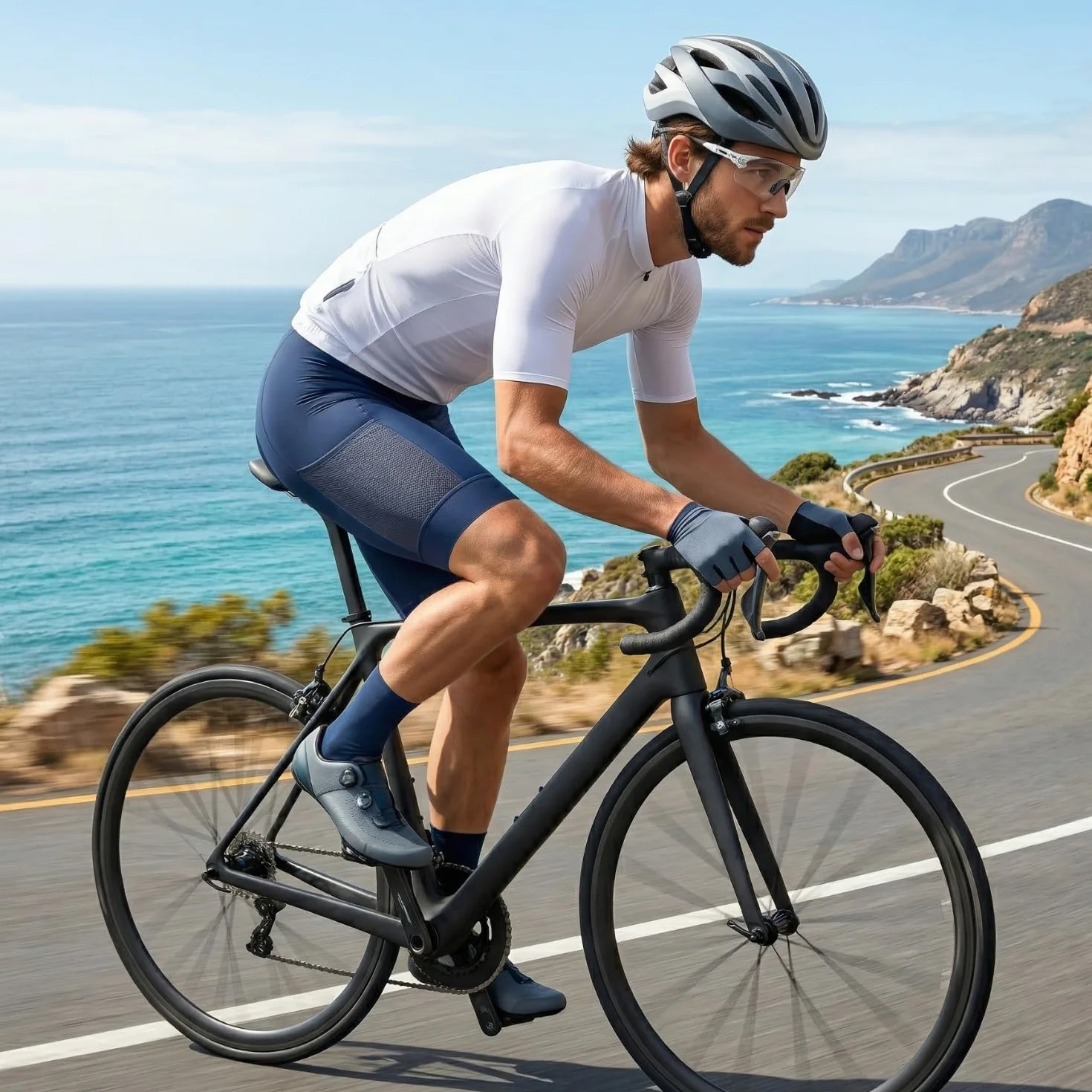Lo.gas Pantalones cortos de ciclismo para hombre, acolchado de gel con bolsillos, transpirable de secado rápido para hombres