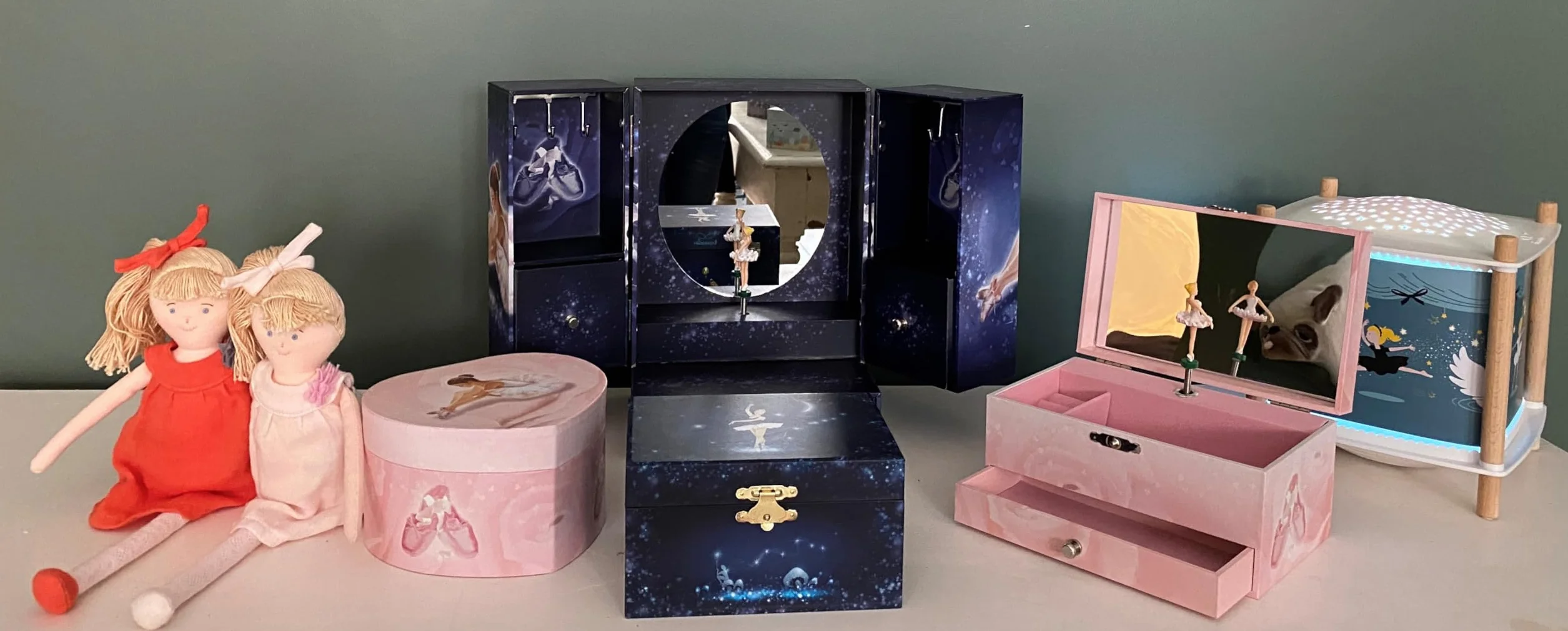 TROUSSELIER Caja de música bailarina estrella joyería niña Azul marino