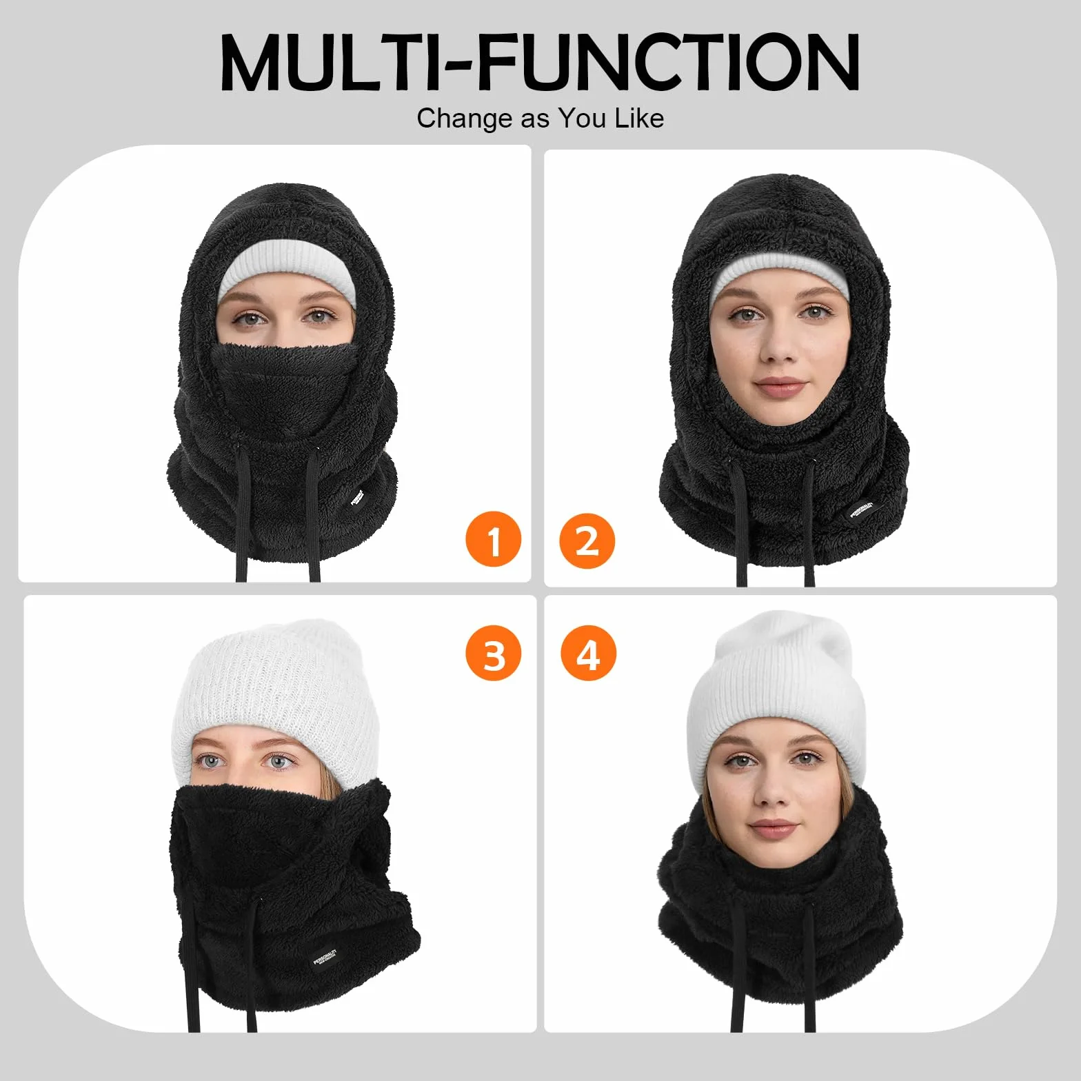 Pasamontañas Térmicos de Invierno, Multifuncional Prueba de Viento Cálido Forro Polar Máscara De Esquí Mascarilla Moto, Gorro Cálido Invierno Bufanda para Mujeres Hombres Deportes Aire Libre