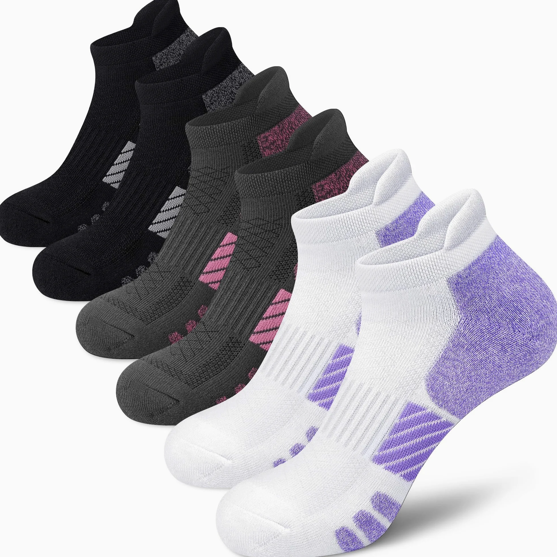 Calcetines tobilleros deportivos acolchados para mujer, 6 pares