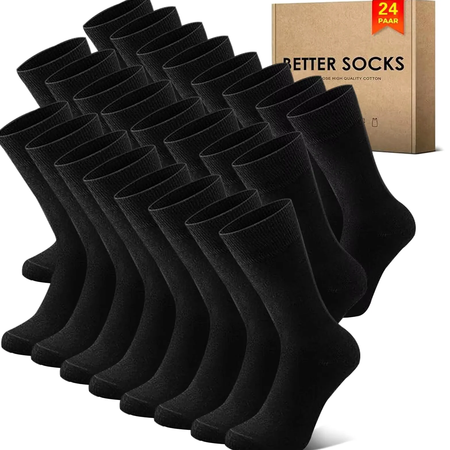 NUOZA Calcetines Hombre 12 pares Calcetine Deportivos Algodón Negocios Calcetines Largos Transpirables Calcetine Negro/Blanco