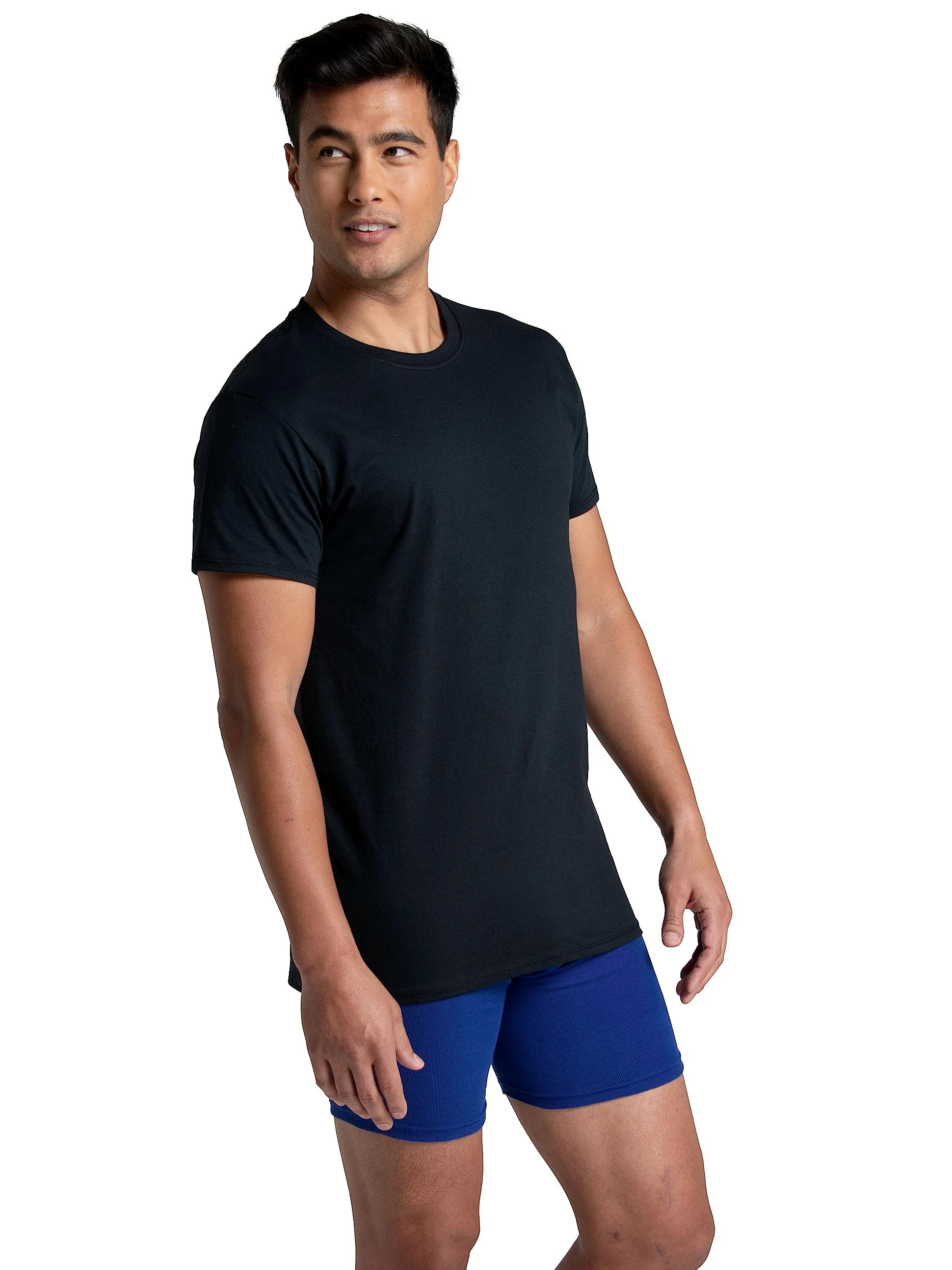 Fruit of The Loom Men's Stay Tucked Crew T-Shirt, Classic Fit - Black/Grey - 6 Pack, Medium
