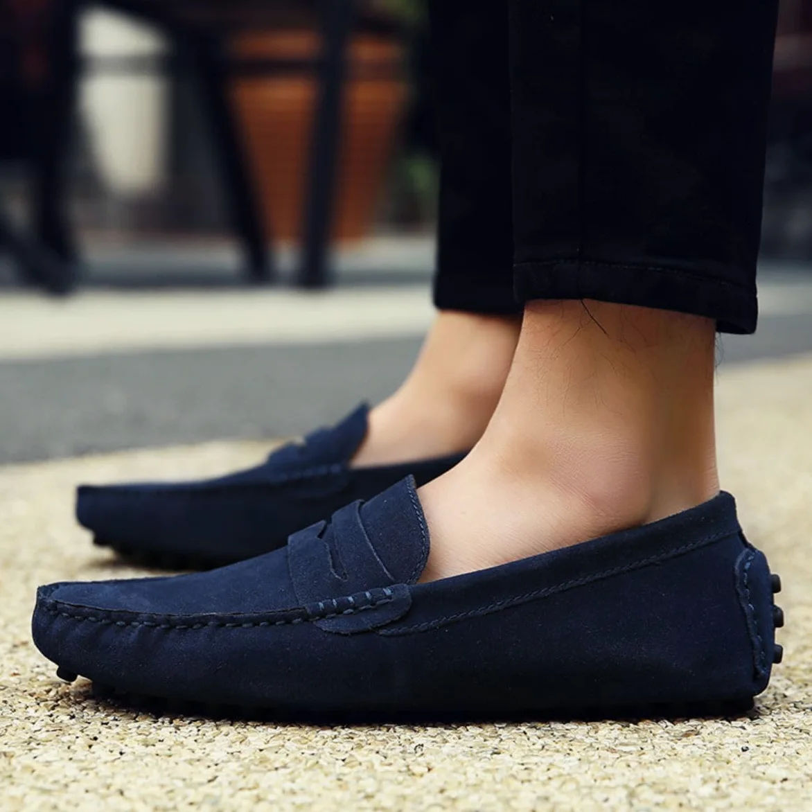 Hombres Elegante Hebilla Mocasines Comodidad Ante Zapatos de Conducir Estiloso Pantuflas Holgazanes Slip On Verano Plano Cuero Zapatos de Conducción 38-49 EU
