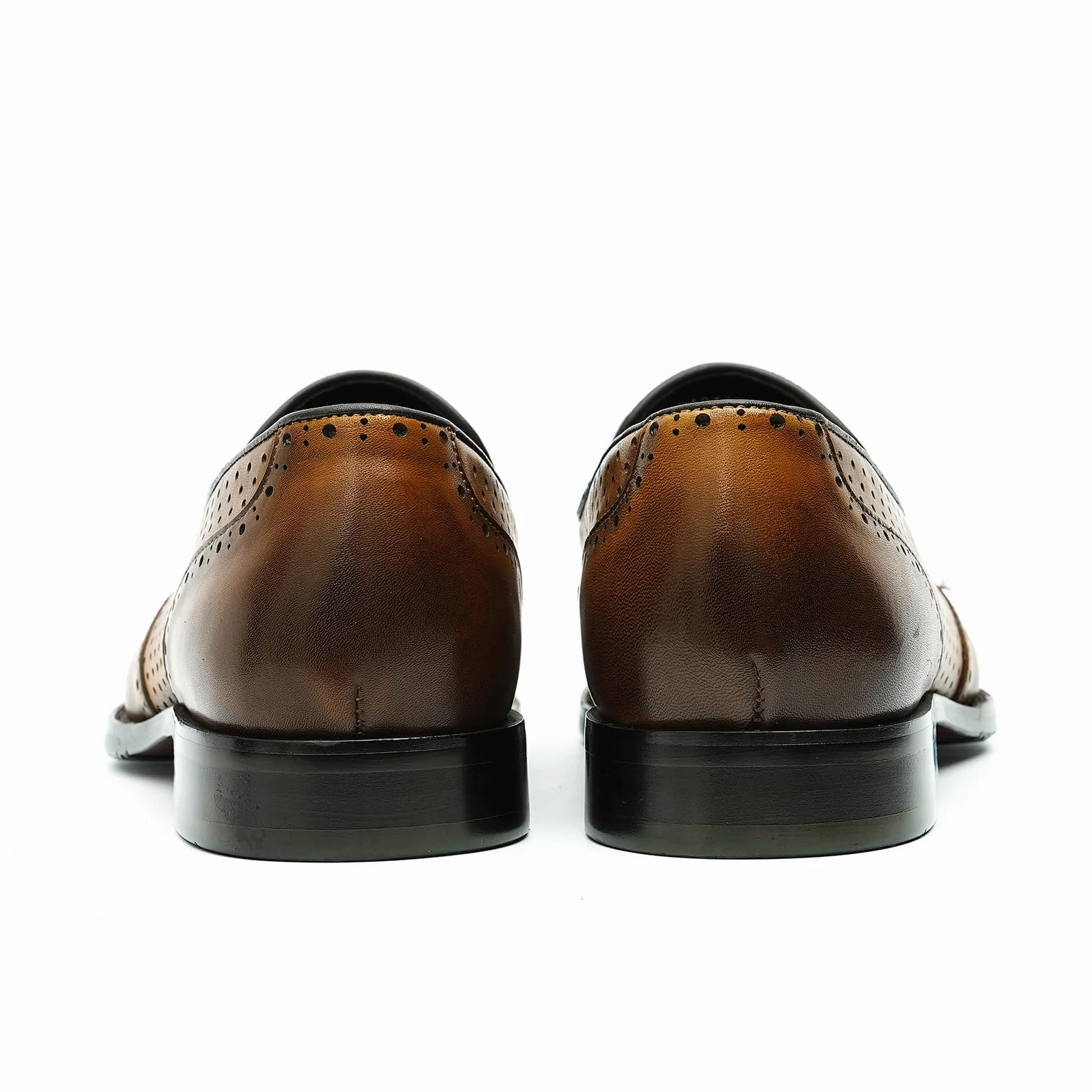Mocasines con Borlas para Hombres Brogues Huecos Transpirables Zapatos Slip On en Cuero