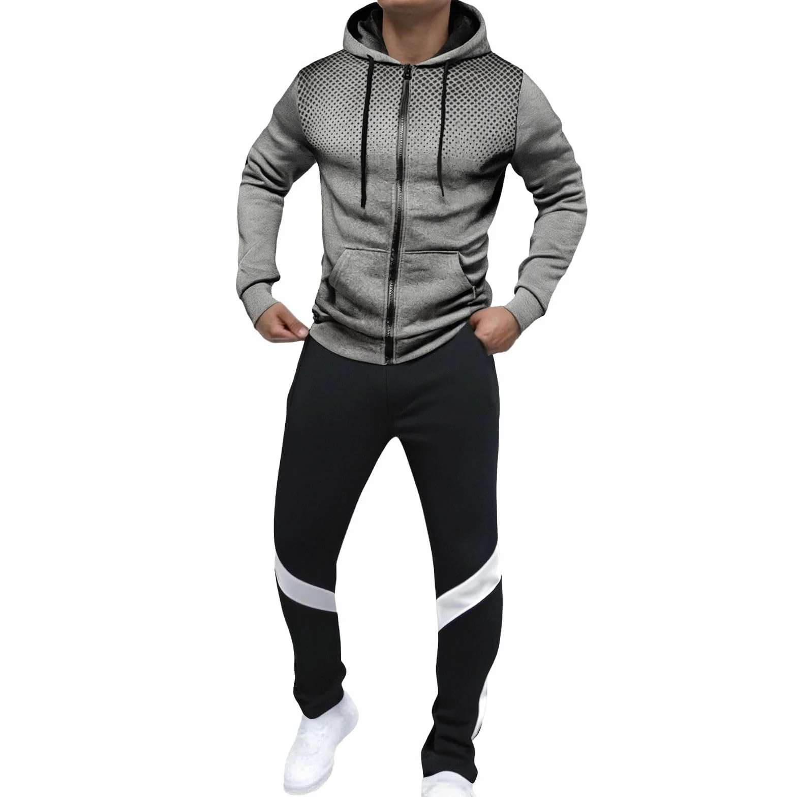 Chándal de hombre deportivo transpirable cómodo sudaderas con capucha y pantalones gimnasio anchos jogging conjuntos deportivos Streetwear Otoño Invierno Set Tracksuit Con Bolsillos Casual Completo