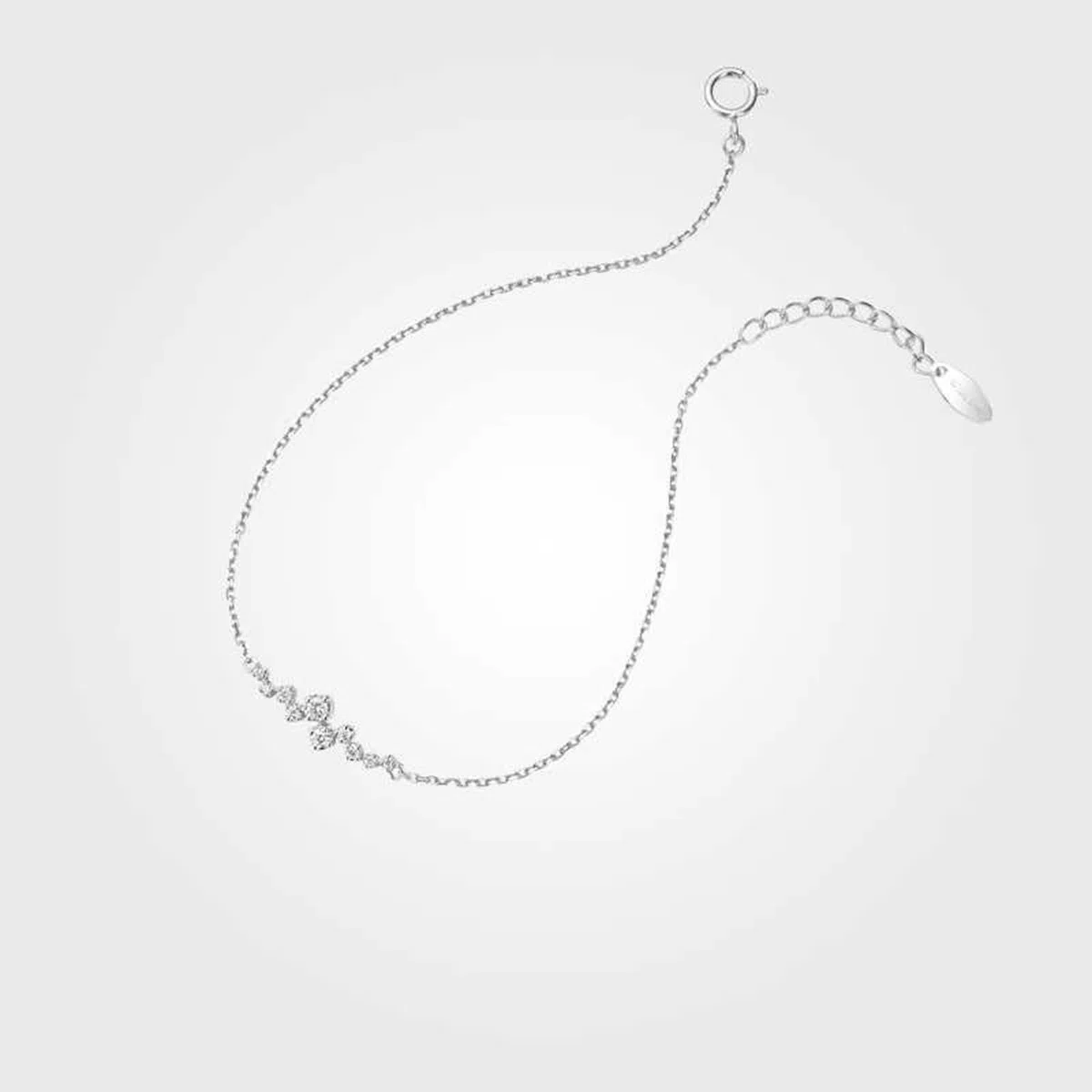 Pulseras de Mujer de Oro Blanco de 9 Kilates / 14 Kilates / 18 Kilates, Cadena con Diamante, Cadena Extensible 16 CM + 5 CM, Pulseras para Ajustable Mujer de Plata
