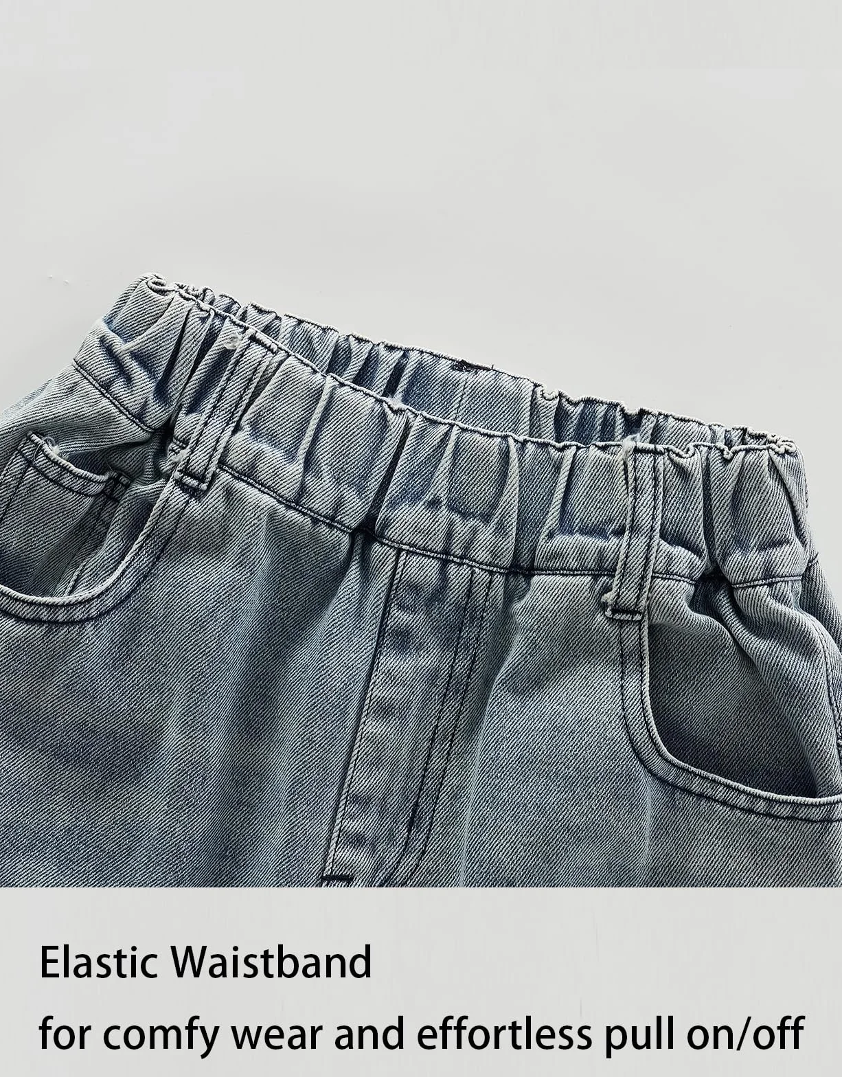 Pantalones de Mezclilla Rasgados Husky para niños, Cintura Elástica Escuela Juego