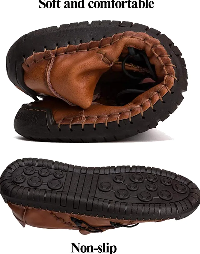 Verano Zapatillas sin Cordones Hombre Cuero Zapatos Caballero Casuales Oficina Ligeras Mocasines Ponerse Barco Vestido Formal