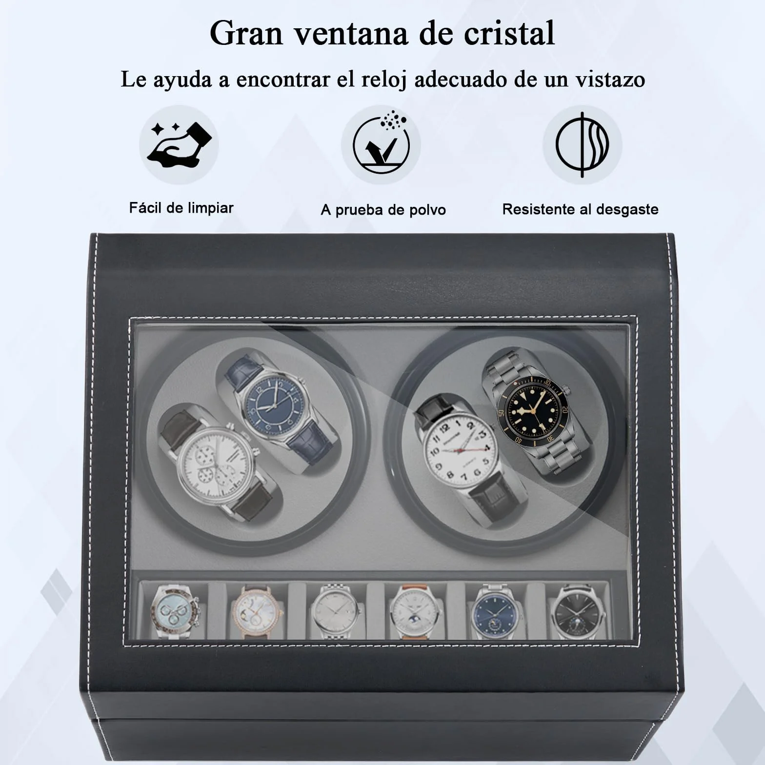 Caja de Carga Automática Ultra Silenciosa para Relojes de Lujo 4 Relojes de Pulsera Mecánicos
