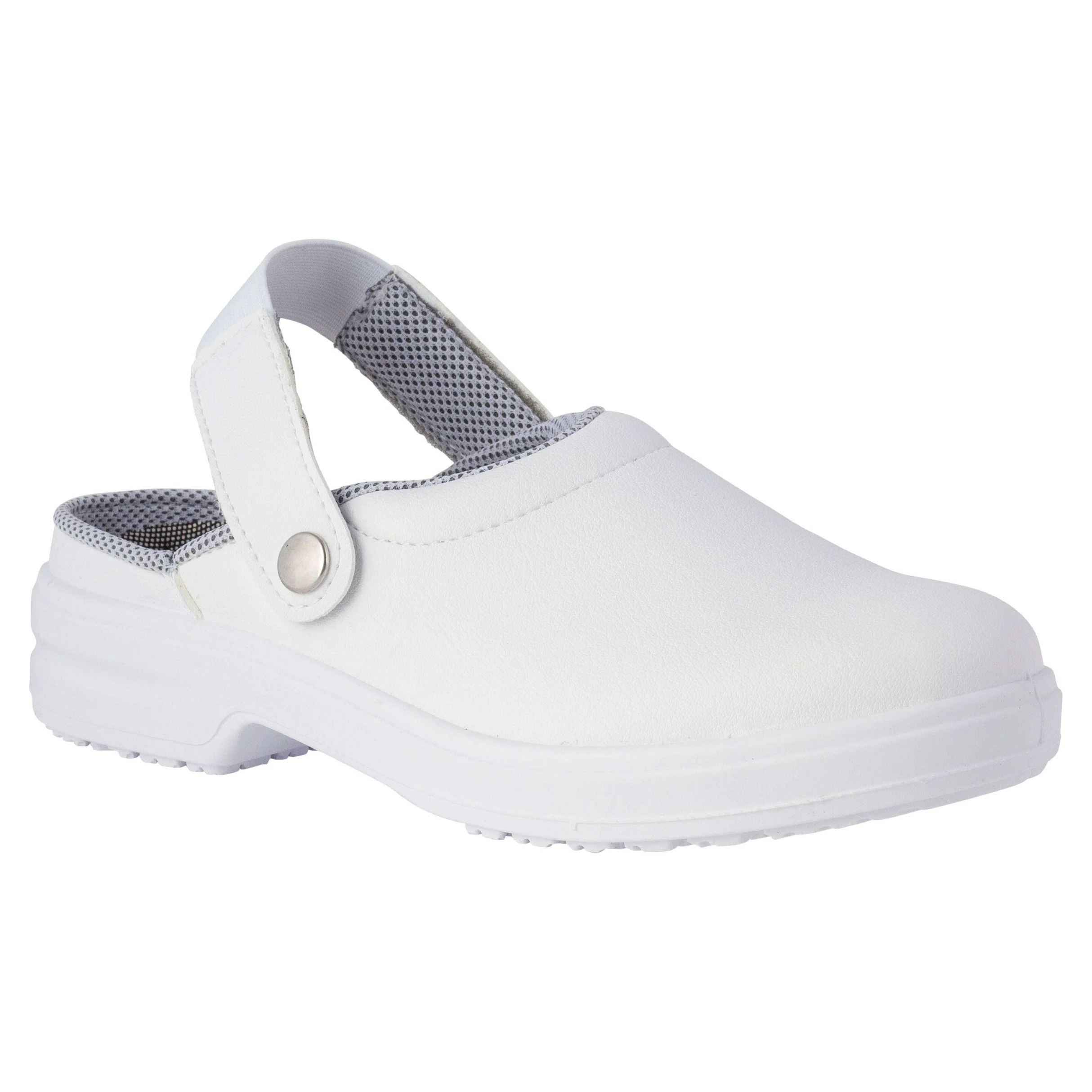 REPOSA Medical - Zuecos Sanitarios Mujer y Hombre en Microfibra con Suela Antideslizante, Zuecos Enfermera Antishock y Antiestáticos con Correa, Zapatos Sanitarios y de Cocina Cómodos y Transpirables