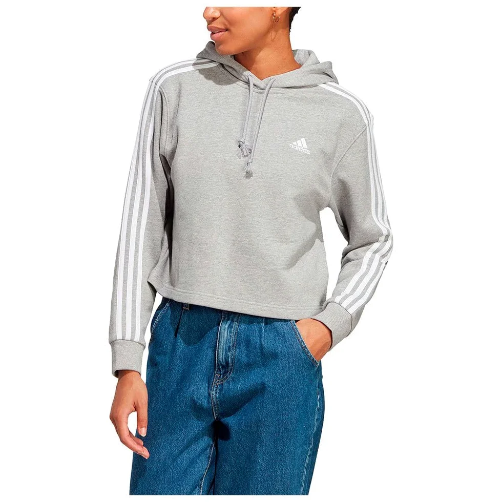 adidas 3-Stripes French Terry Cropped Hoodie Sudadera con Capucha Mujer